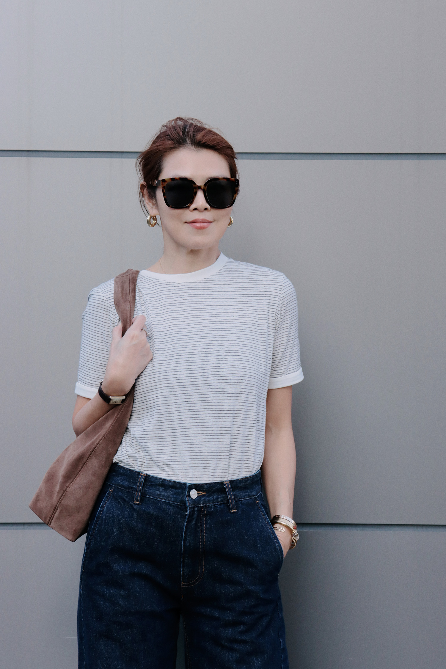 【搶先價】Weekend 撞色條紋麻棉短袖上衣