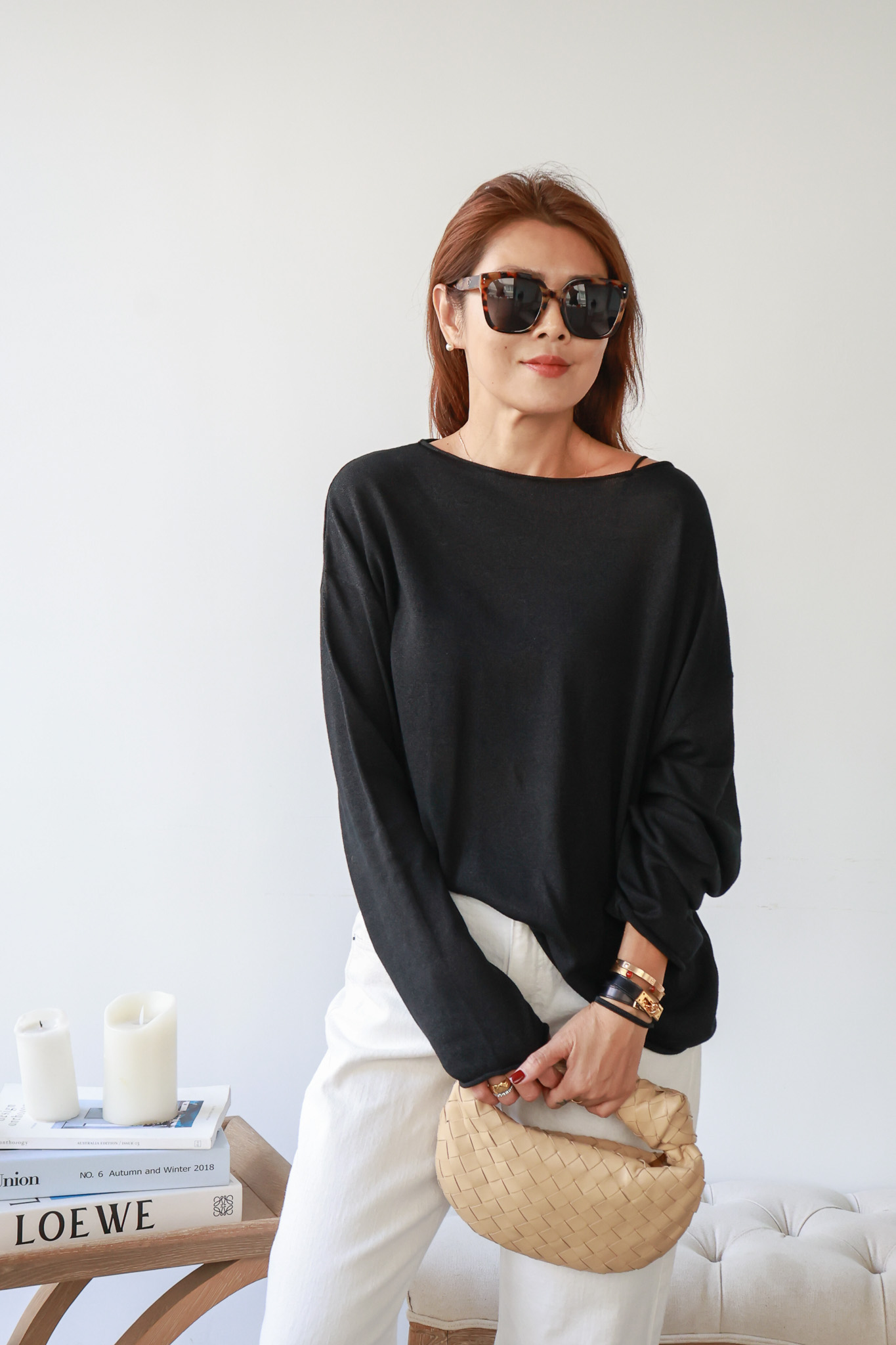 細緻和紙紗捲邊針織罩衫