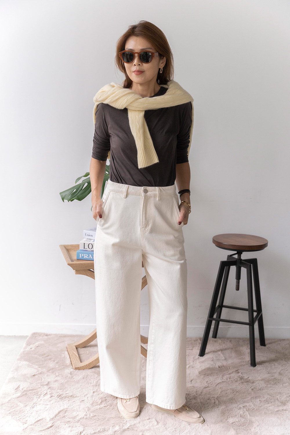 輕薄圓領打底長袖上衣