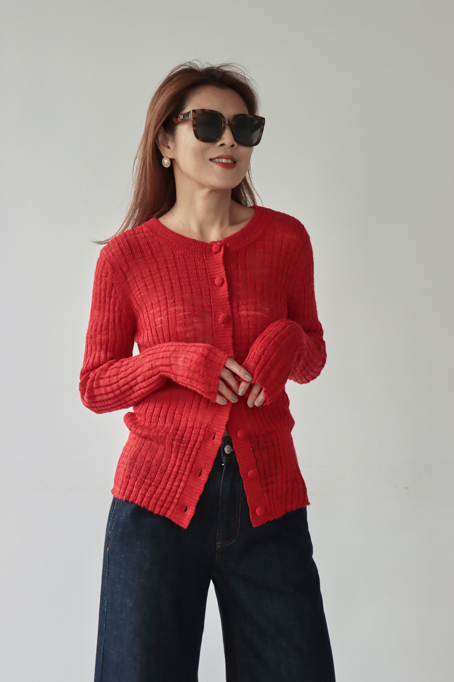 輕薄長袖開襟衫