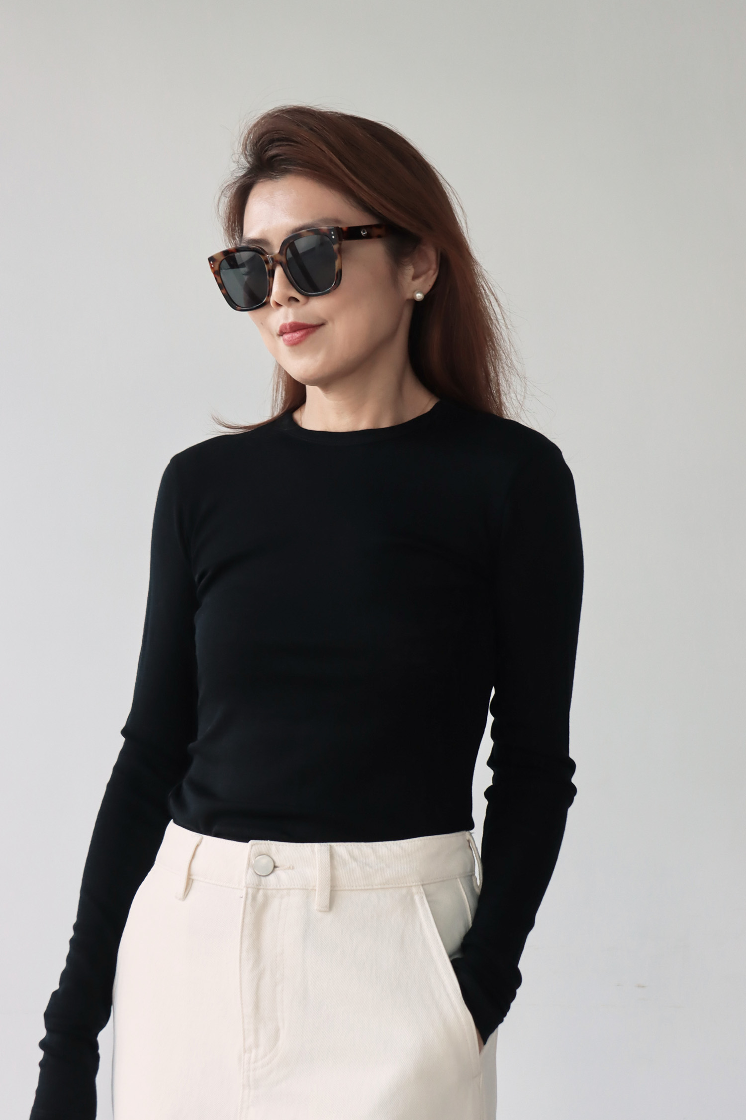 小圓領羊毛打底