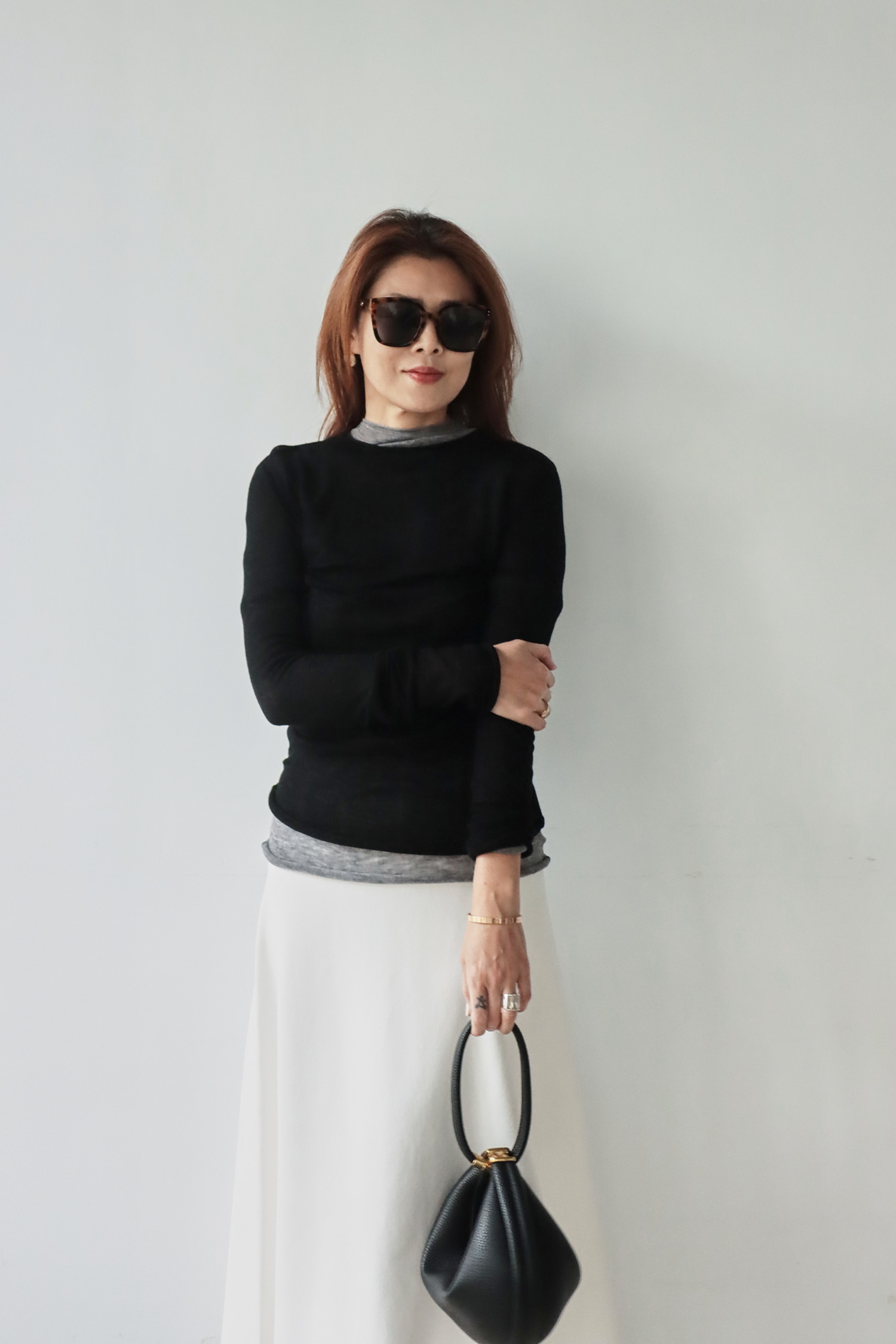 超輕透小高圓領針織柔感羊毛打底衫