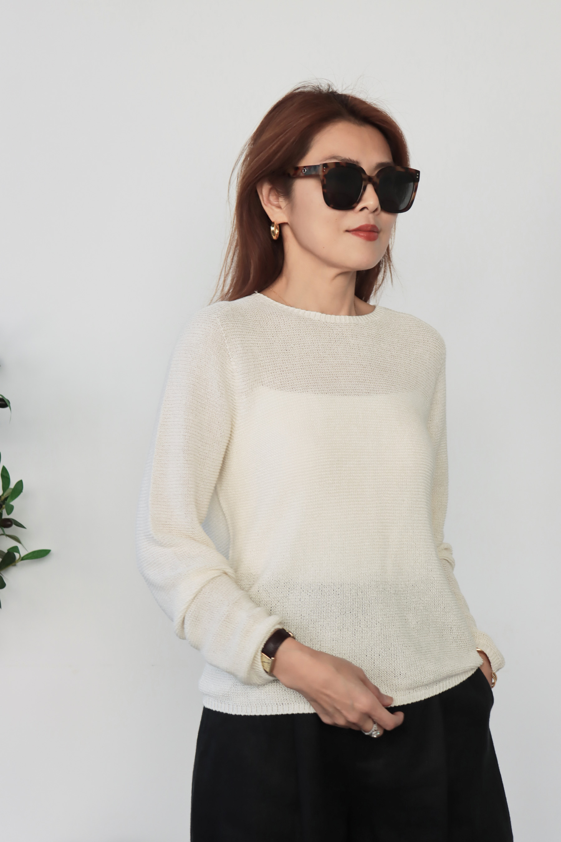 【搶先價】極簡圓領針織長袖上衣
