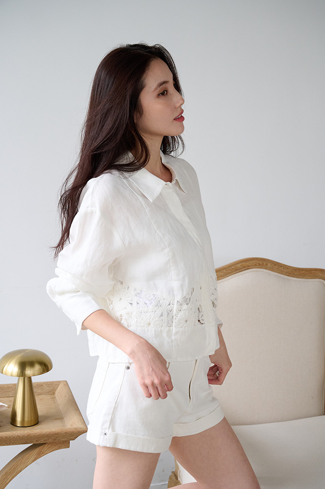 【ʙᴇꜱᴛ】 Linnea亞麻蕾絲襯衫