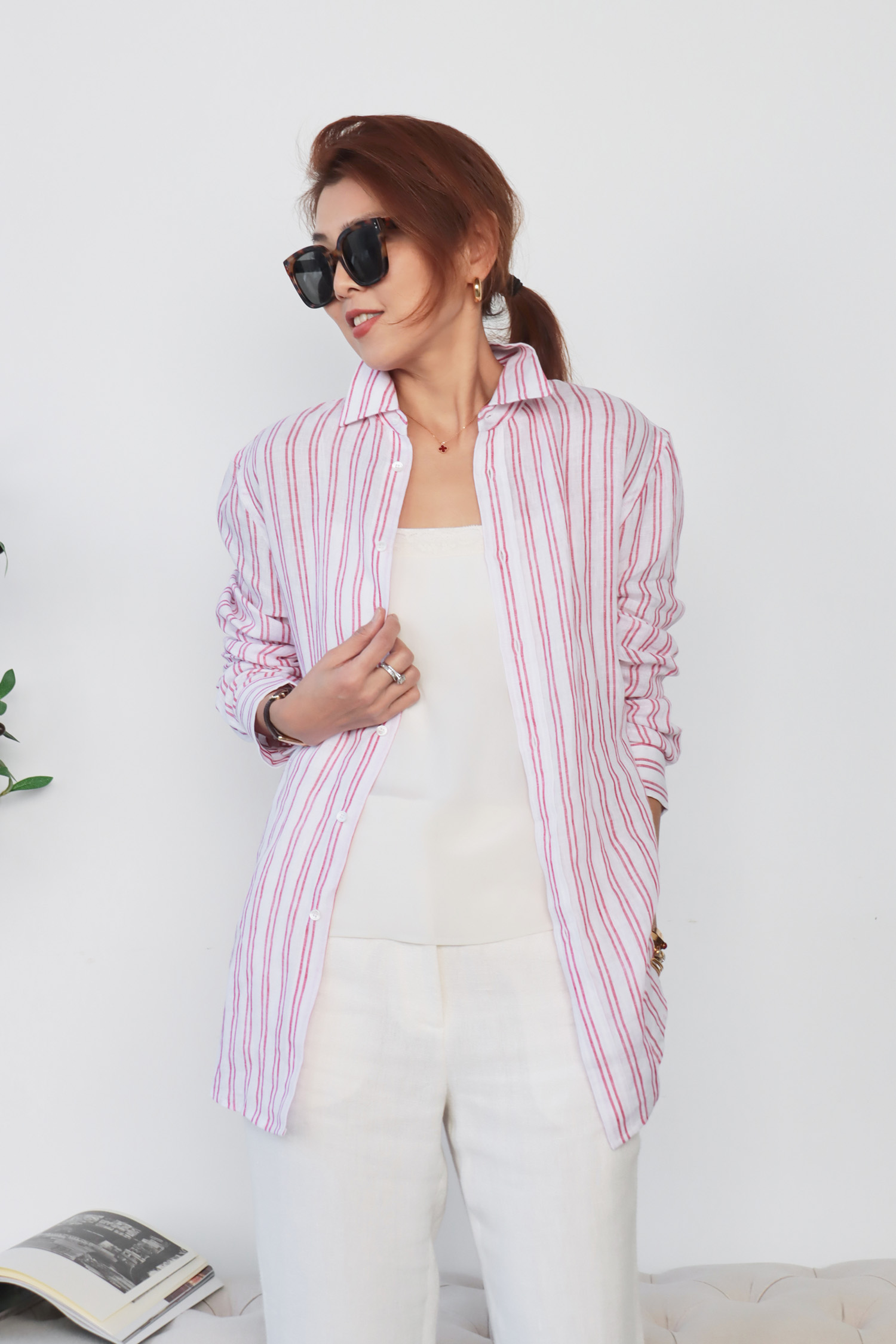 【搶先價】Verona 愛之都亞麻條紋襯衫