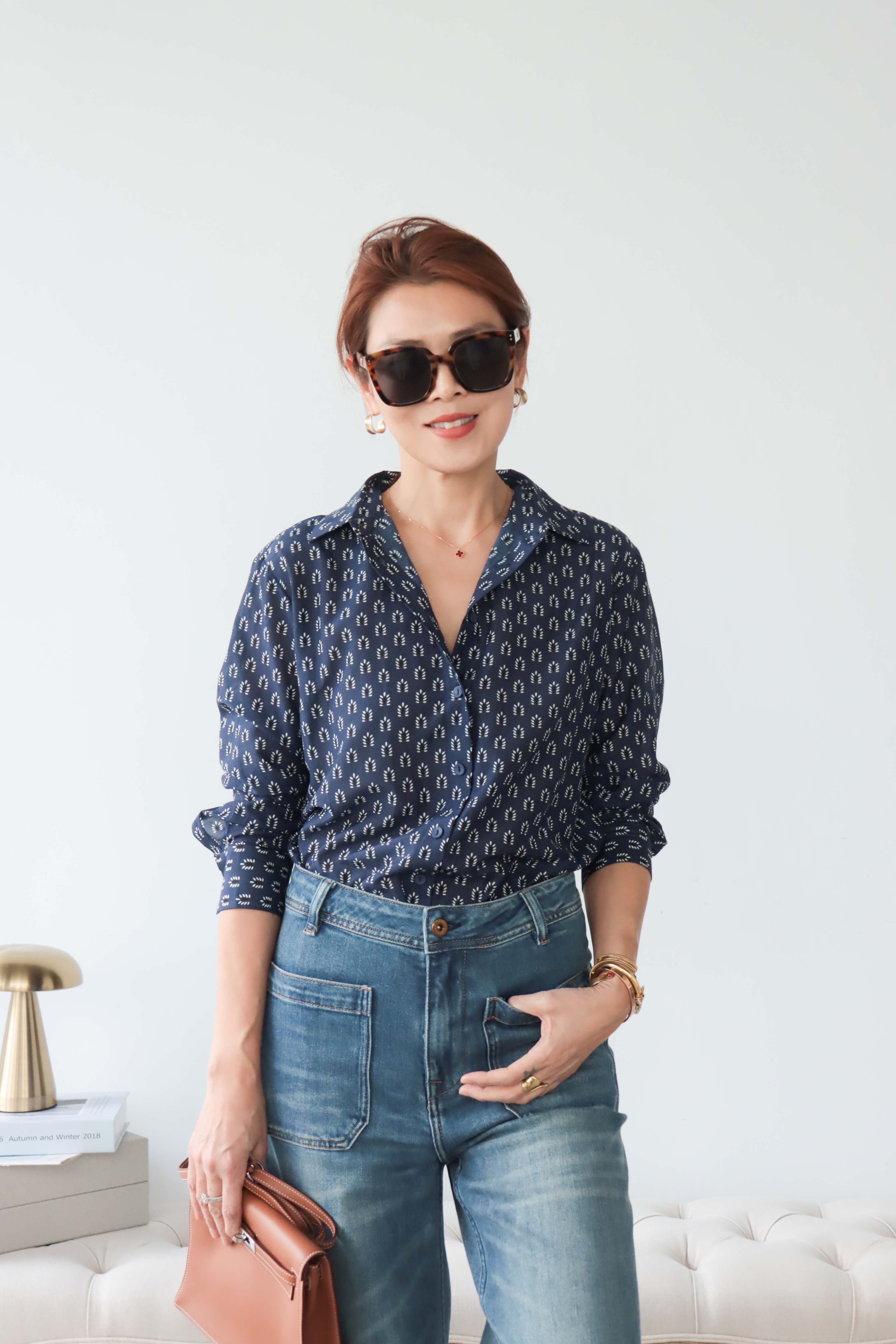 【搶先價】夜色麥穗印花棉絲襯衫