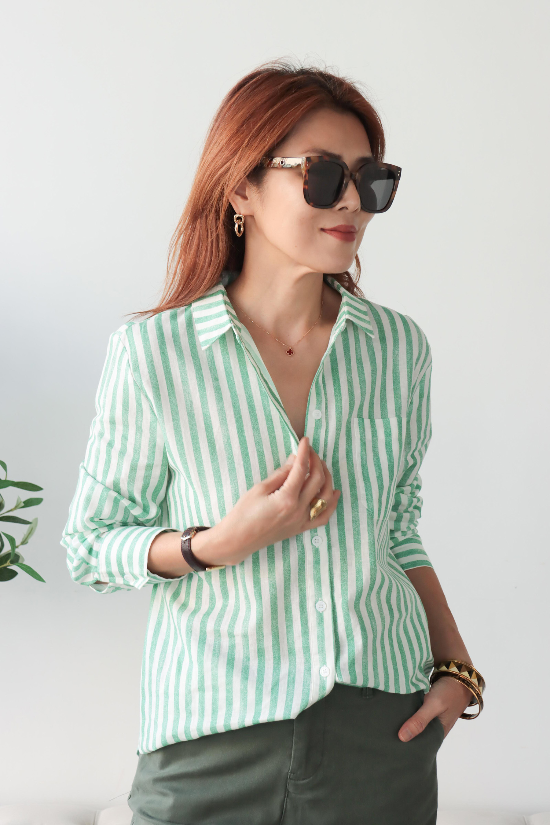 【搶先價】Mint 薄荷棉麻條紋襯衫