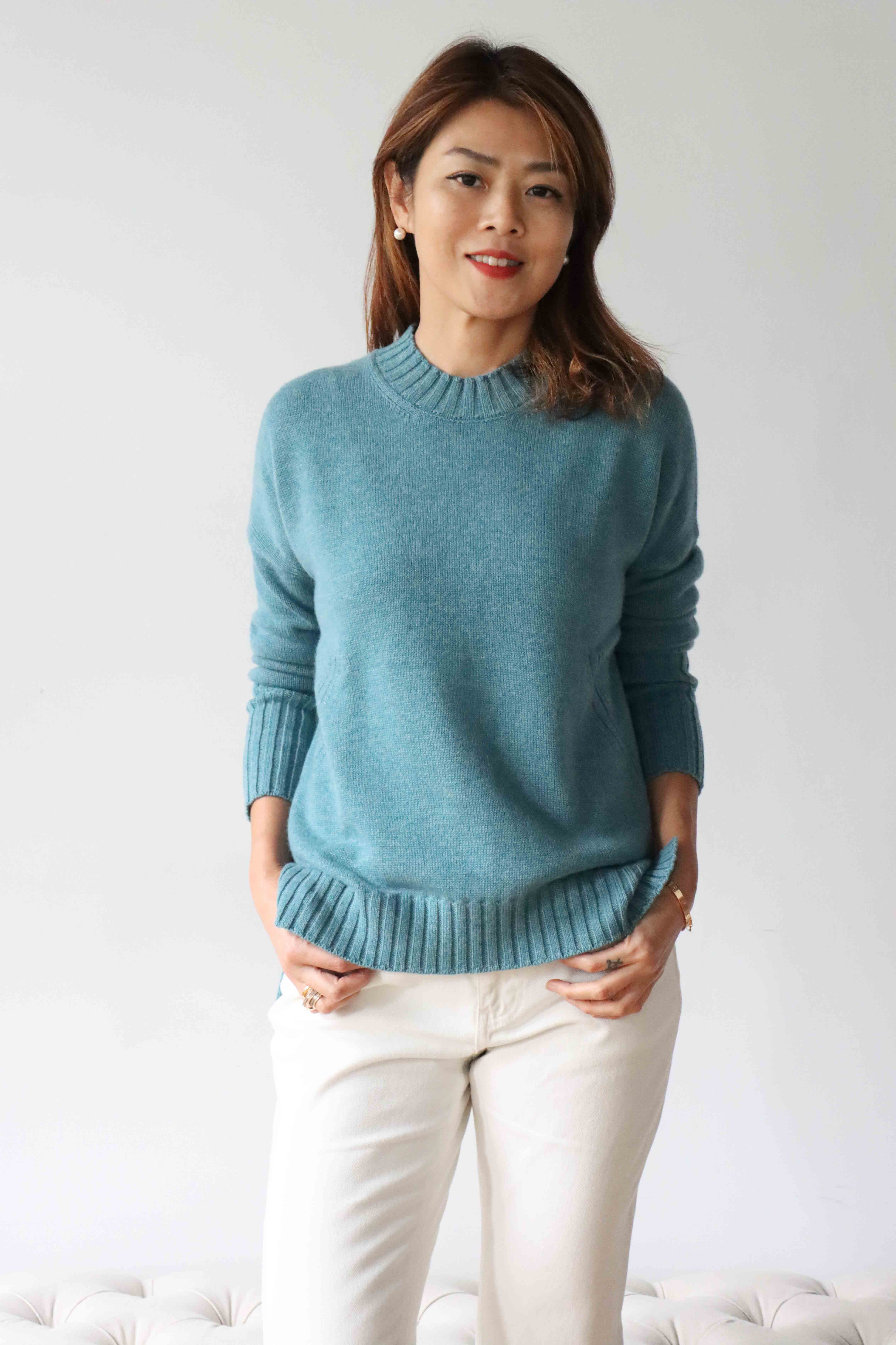 Evergreen Forests圓領前短後長毛衣