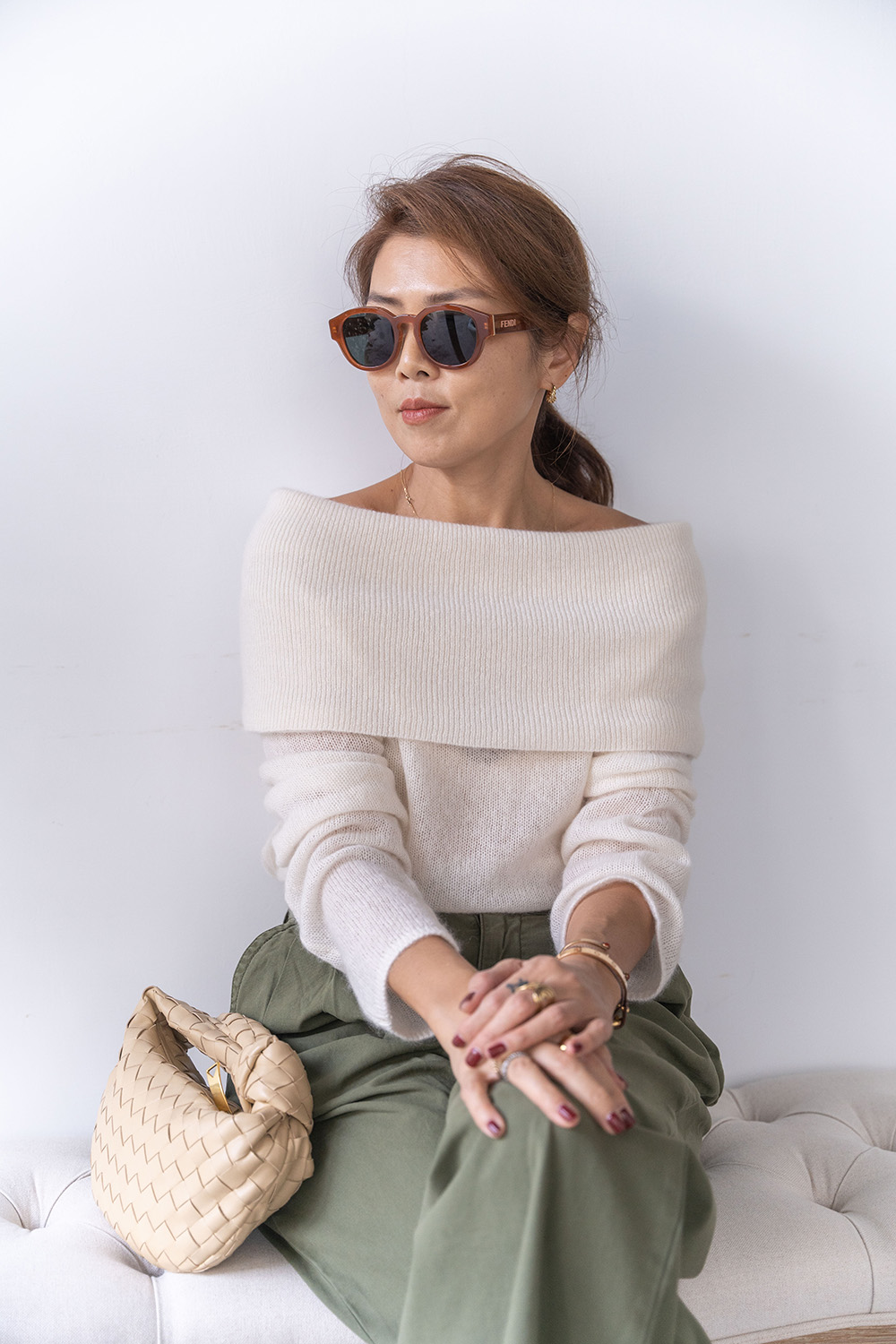 雲朵柔織翻領羊毛真絲毛衣