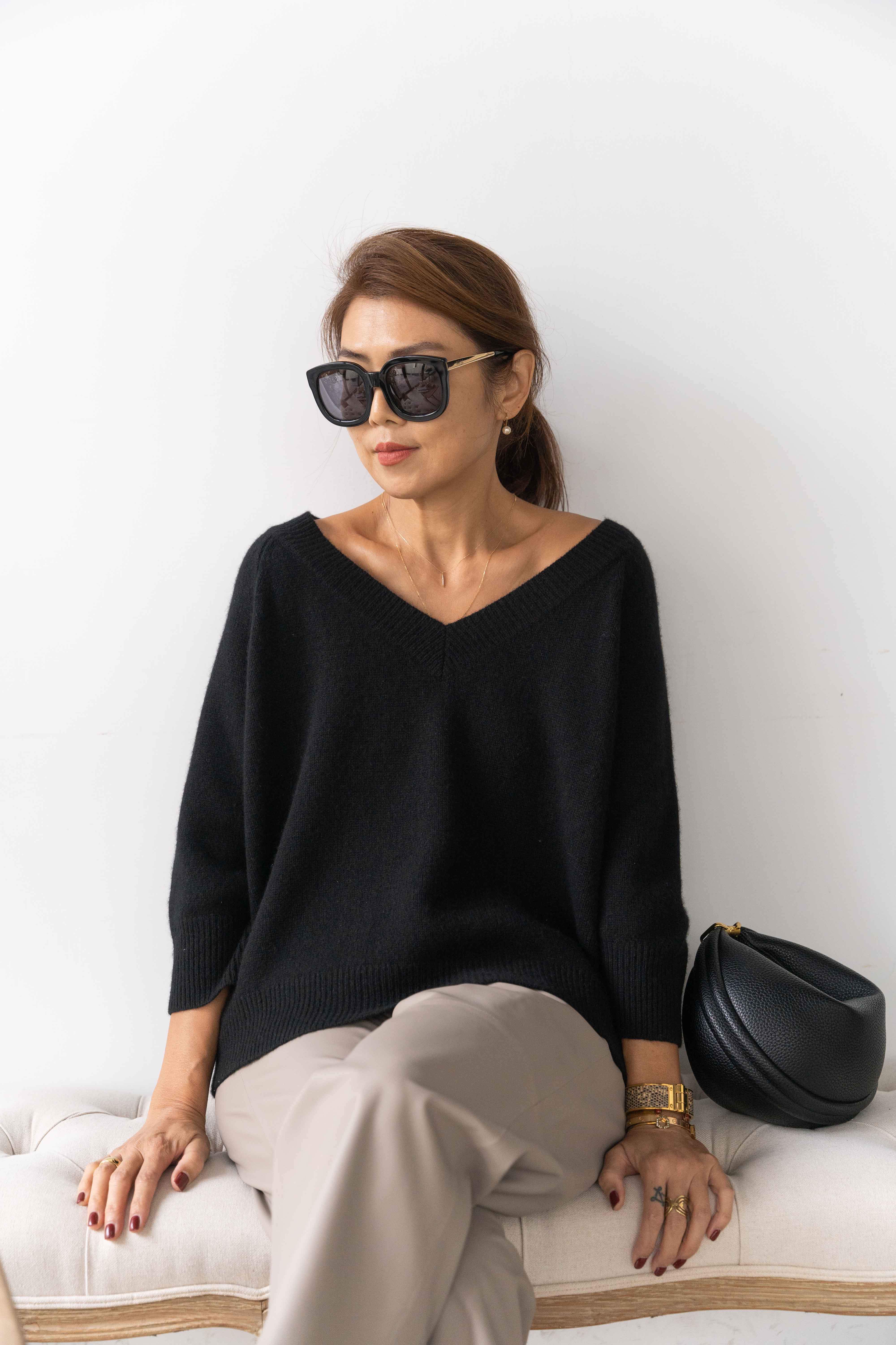 【ʙᴇꜱᴛ】拉克蘭袖V領毛衣