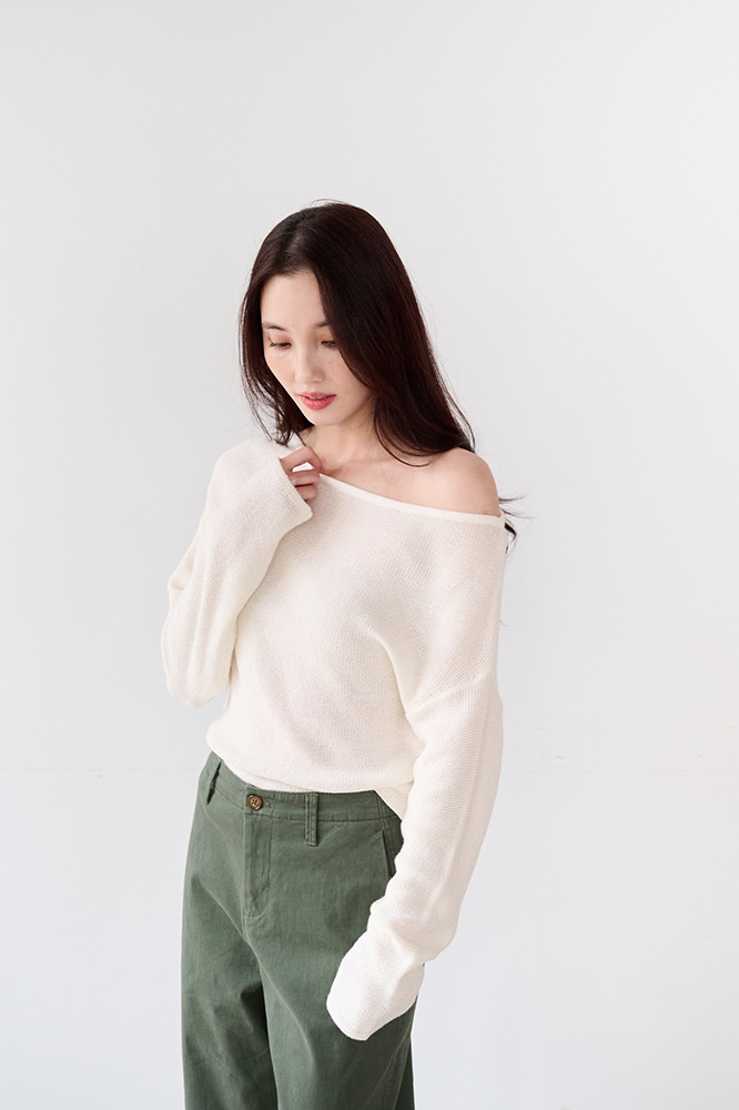 【ʙᴇꜱᴛ】斜肩針織毛衣