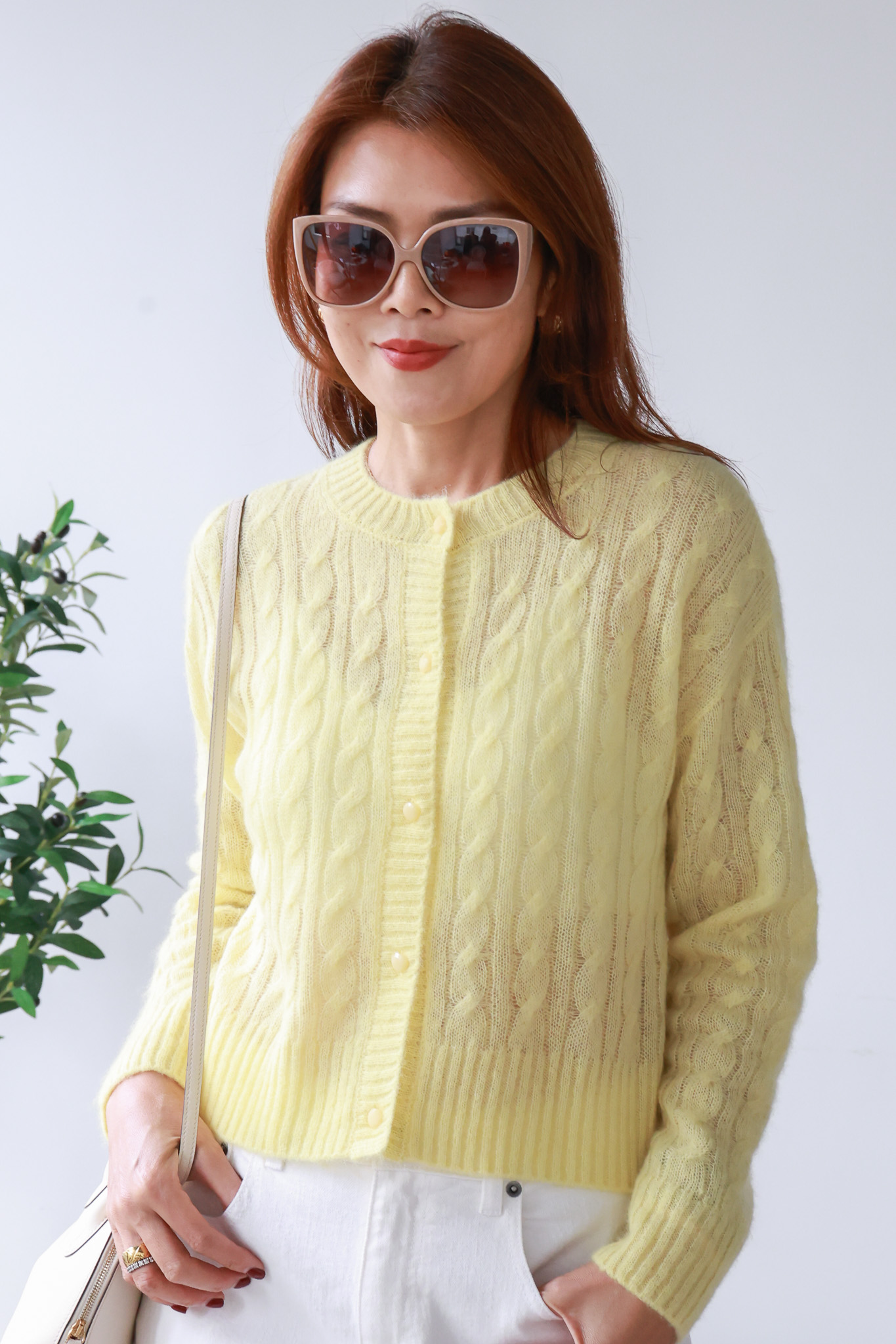 【搶先價】羊絨混紡麻花針織開襟外套