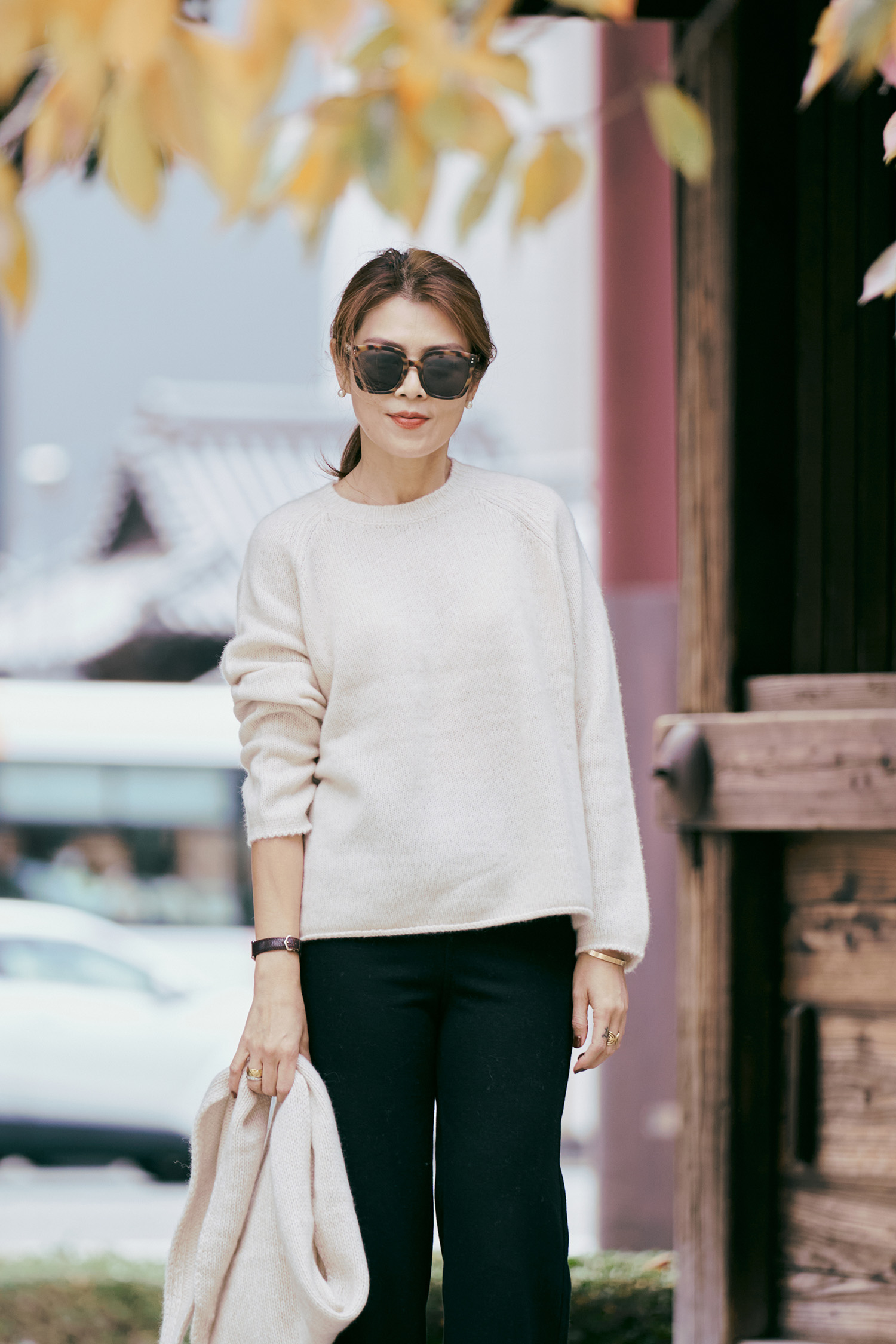 【搶先價】100% Cashmere 花紗下擺捲邊基礎款毛衣