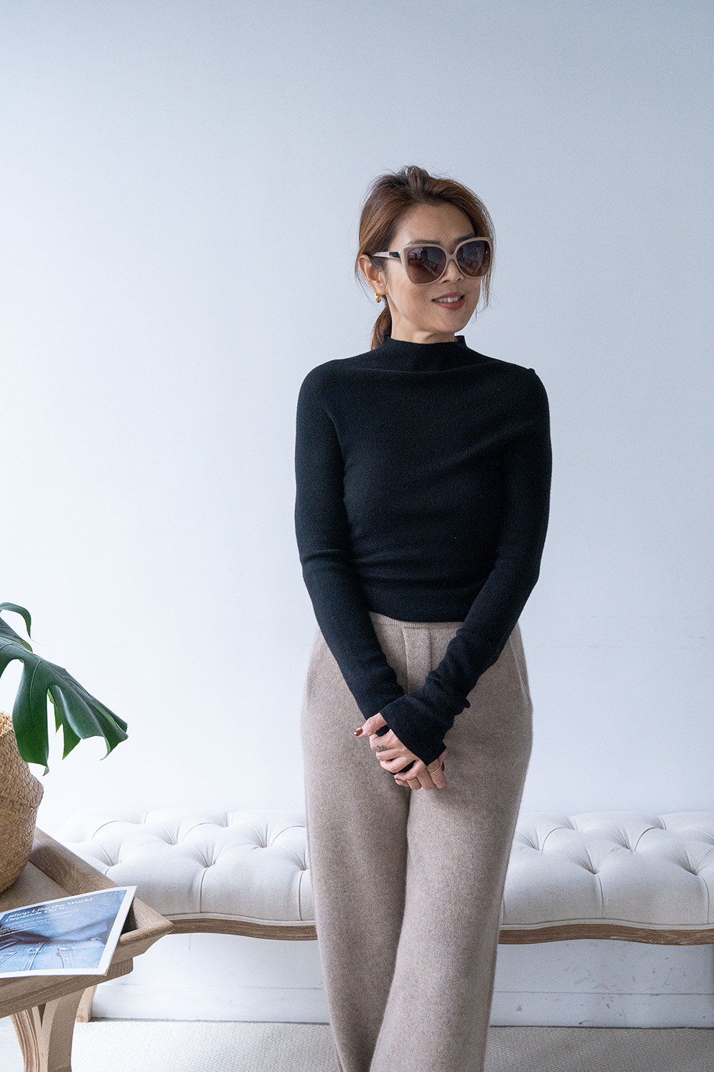 【搶先價】絲質羊絨半高領打底毛衣