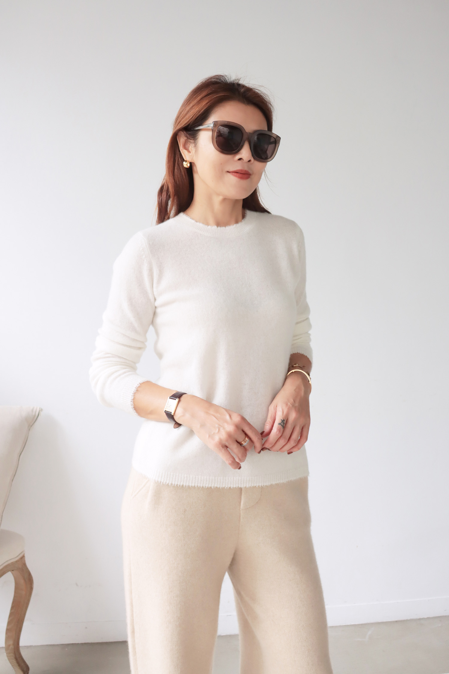 【搶先價】100% Cashmere 圈圈鬚邊圓領羊絨毛衣