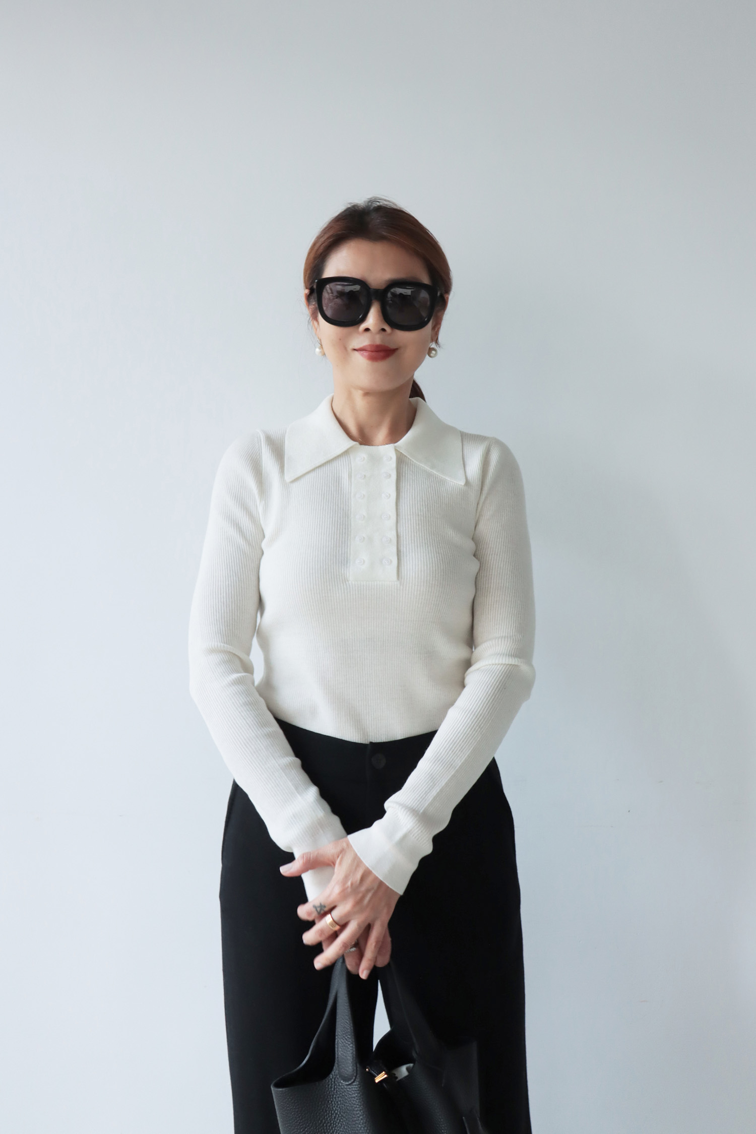 【搶先價】POLO領雙排釦半門襟毛衣