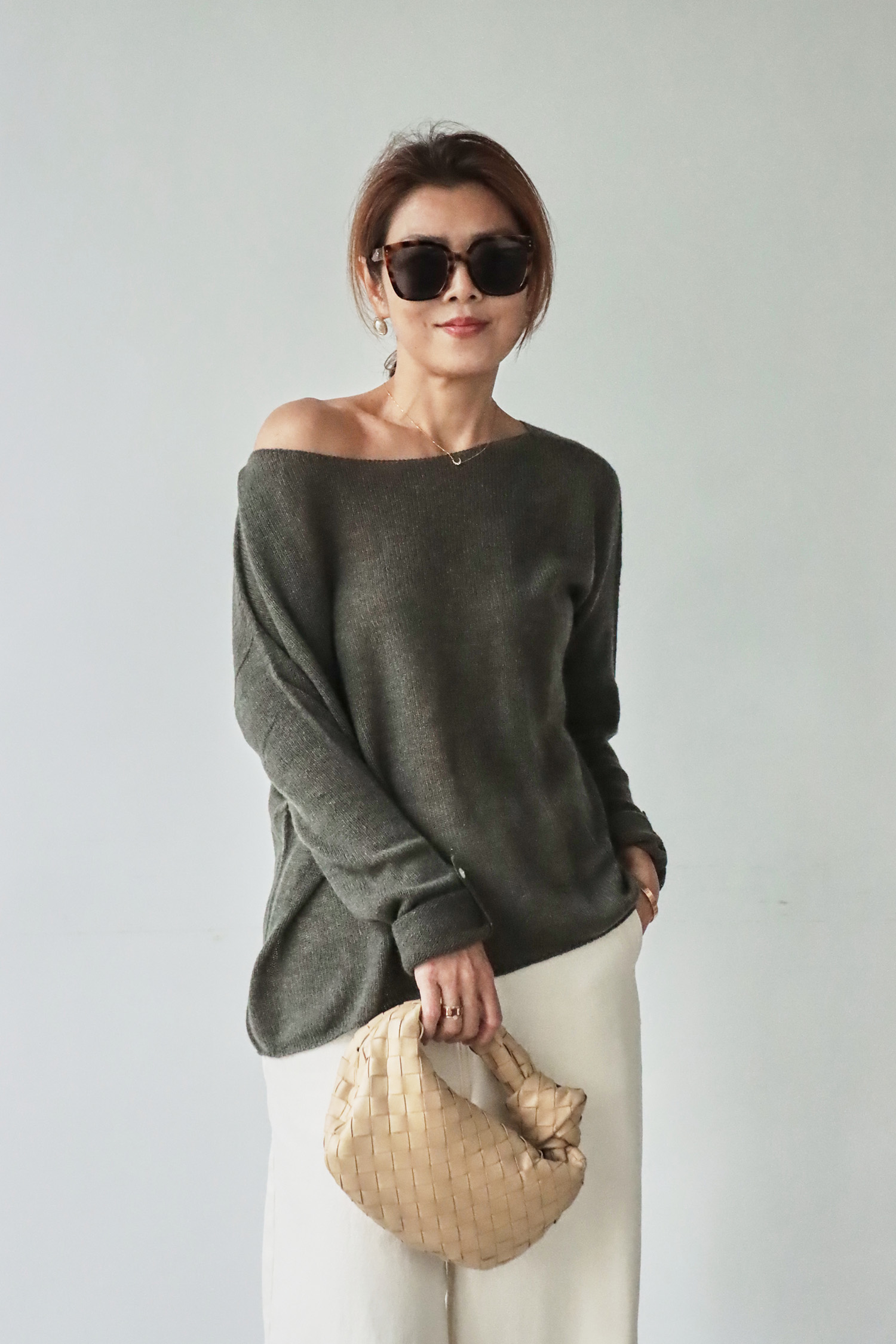 100% Cashmere 大船領輕薄套頭毛衣