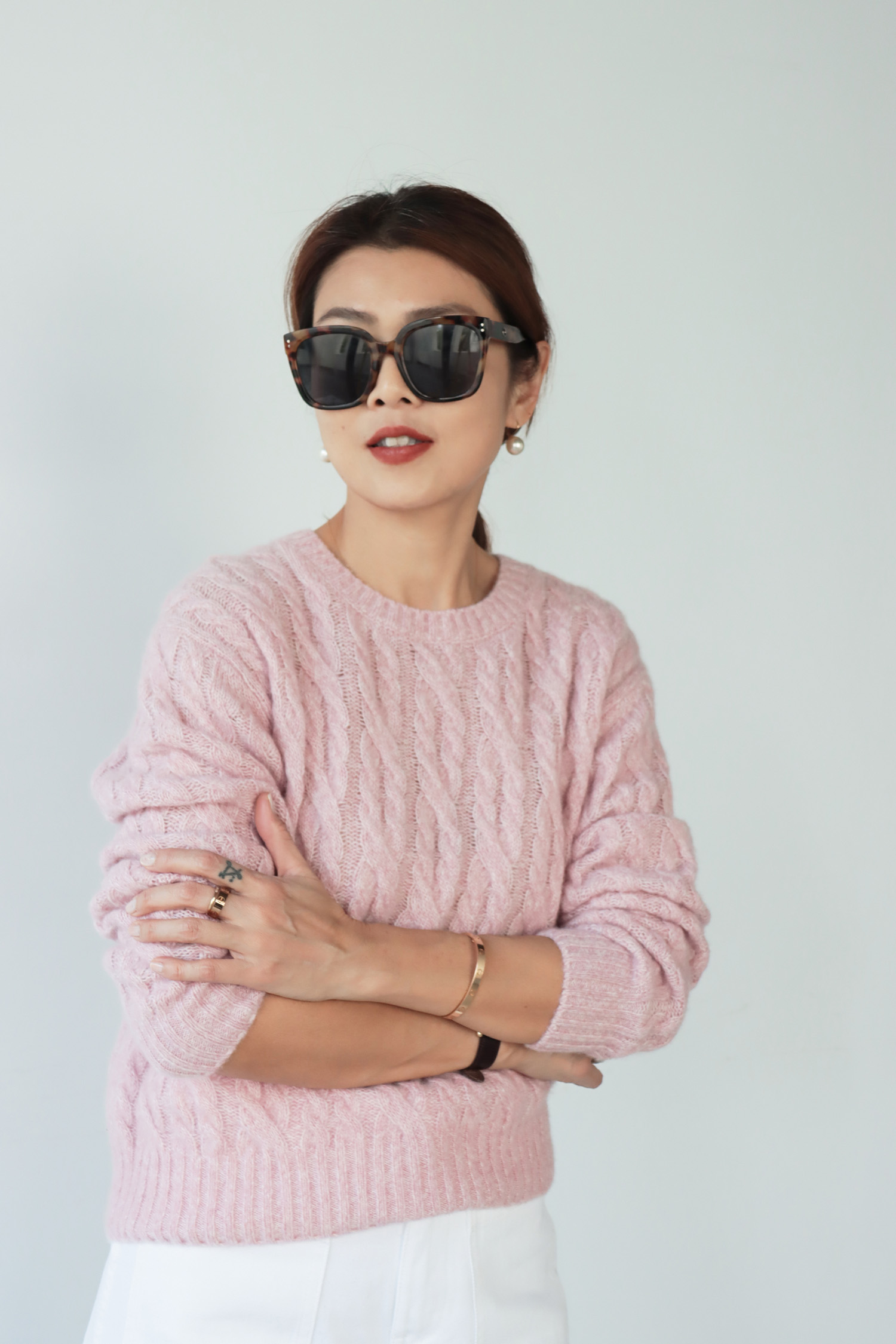 【搶先價】羊絨真絲圓領麻花毛衣