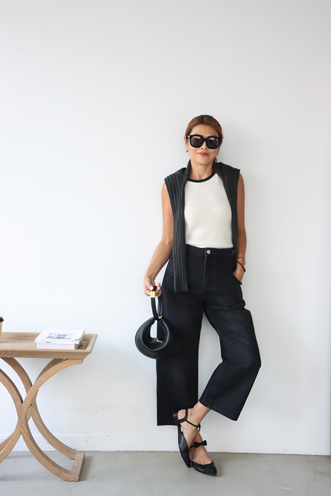 復古黑小彎刀9分牛仔褲