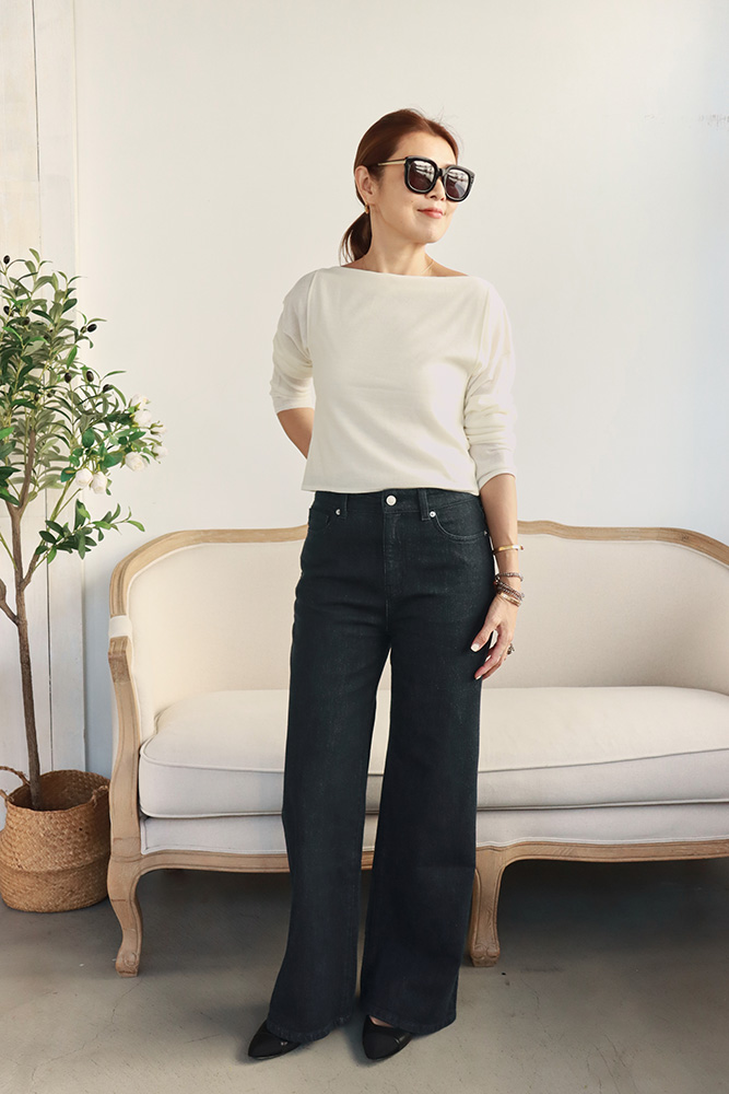 【搶先價】高腰小喇叭牛仔長寬褲