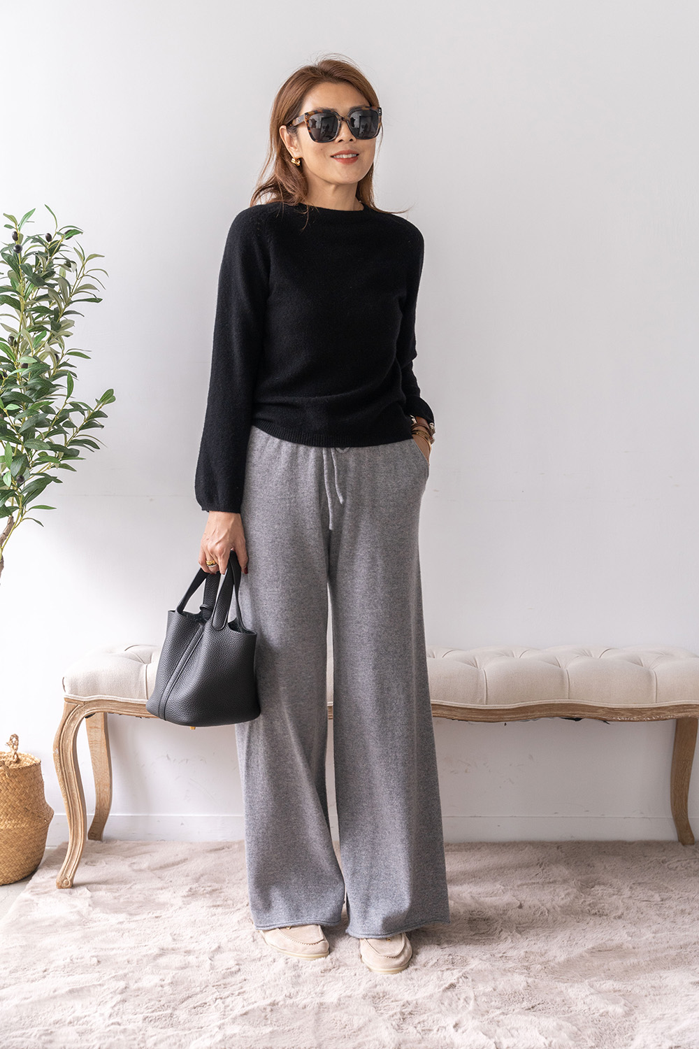 100% Cashmere 下擺捲邊羊絨長褲