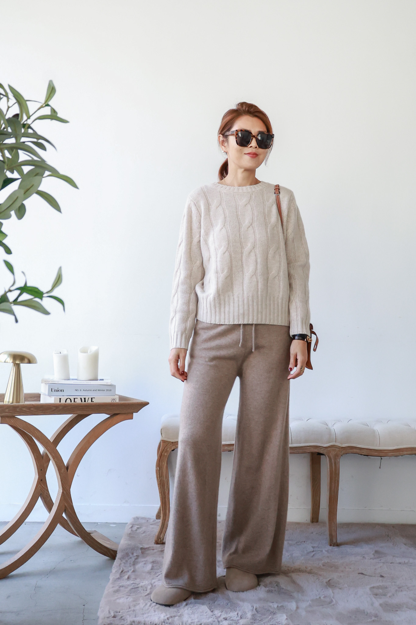 100% Cashmere 下擺捲邊羊絨長褲