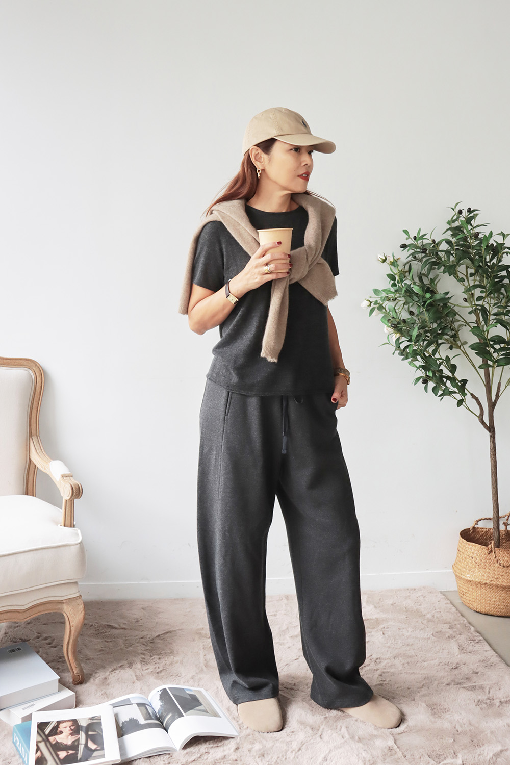 挺實鬆緊羊毛針織長褲