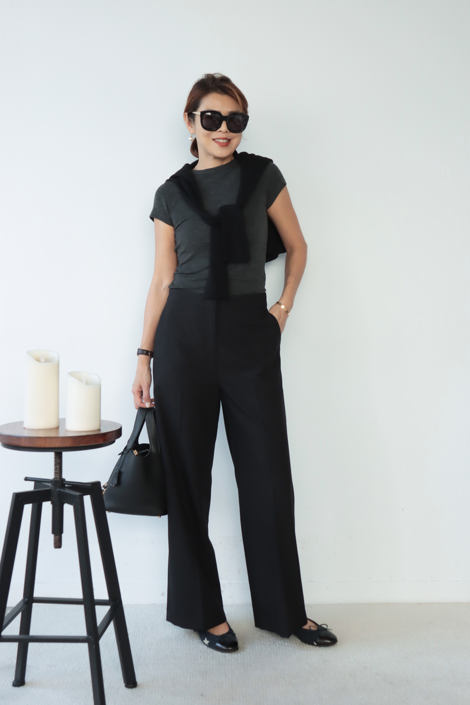 隱藏釦西裝長褲