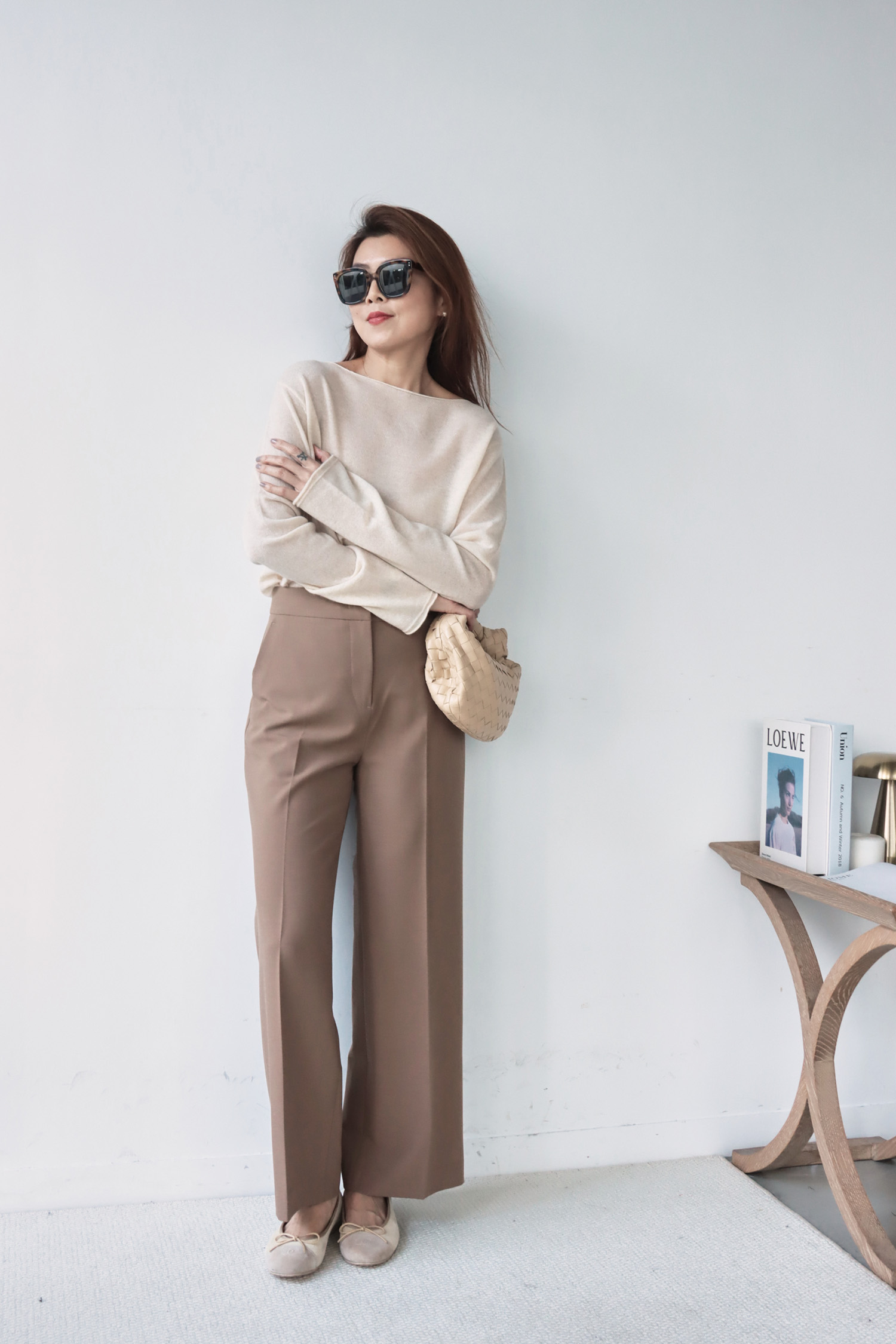 隱藏釦西裝長褲