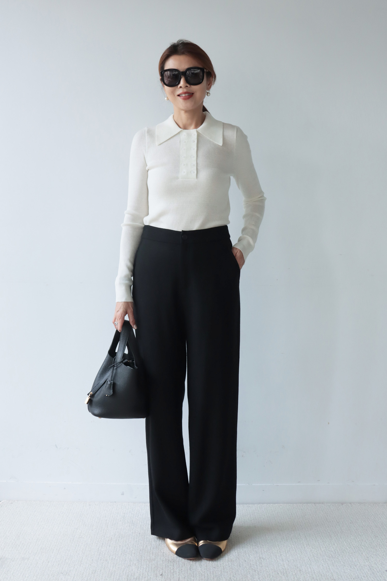 【搶先價】羊毛直筒單釦長褲