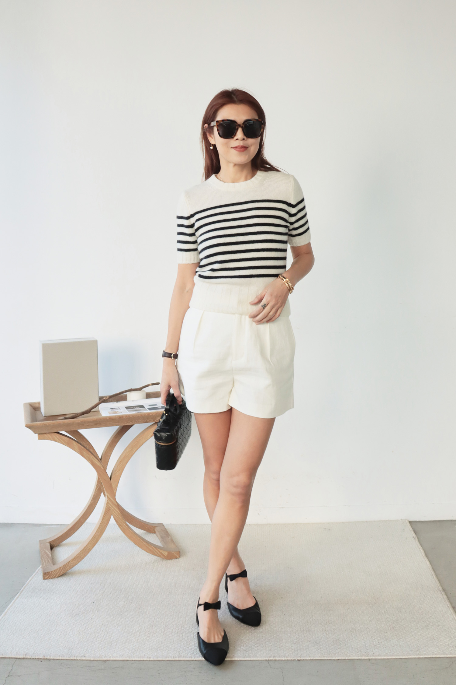 亞麻後調節短褲