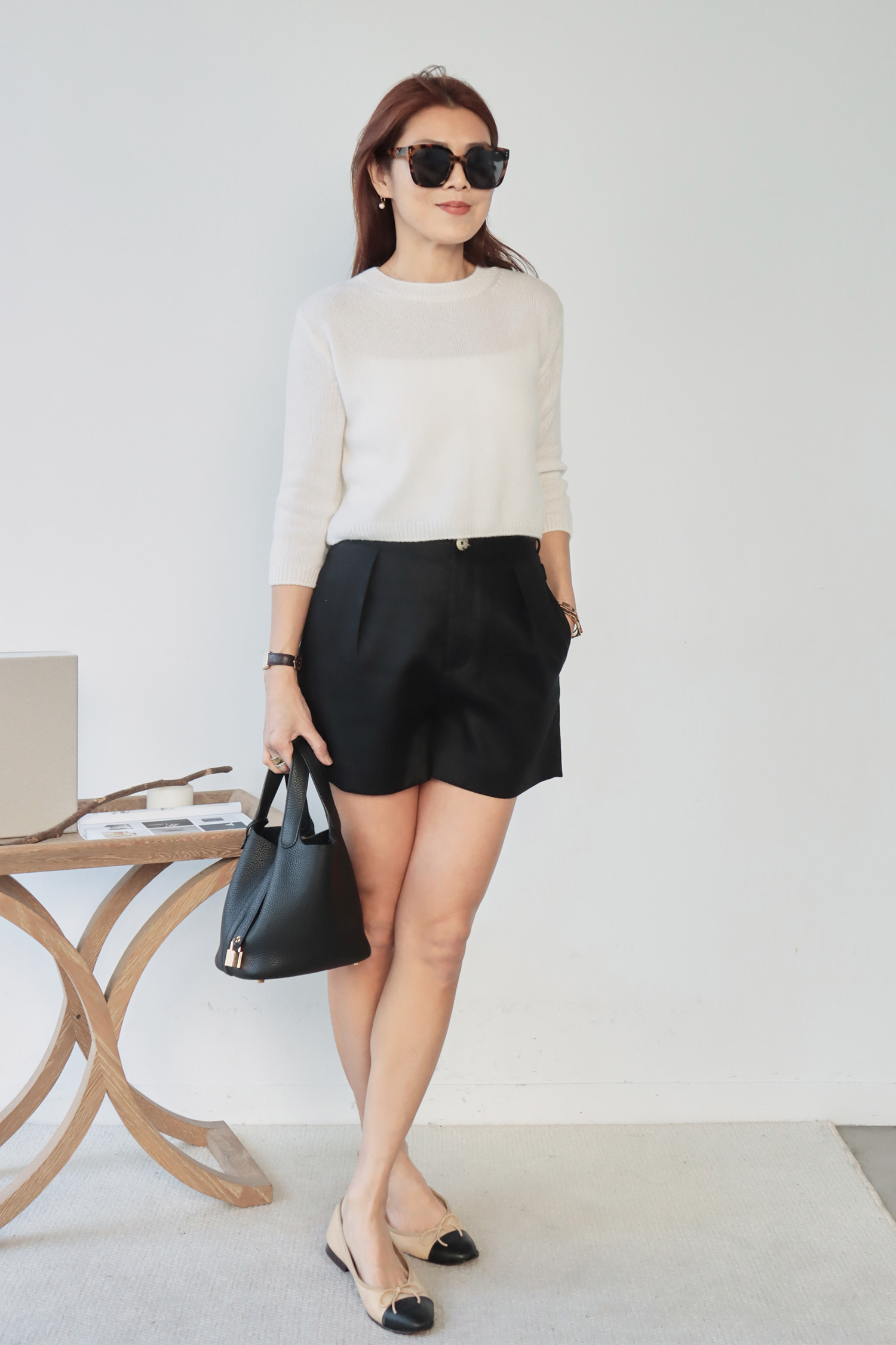 亞麻後調節短褲