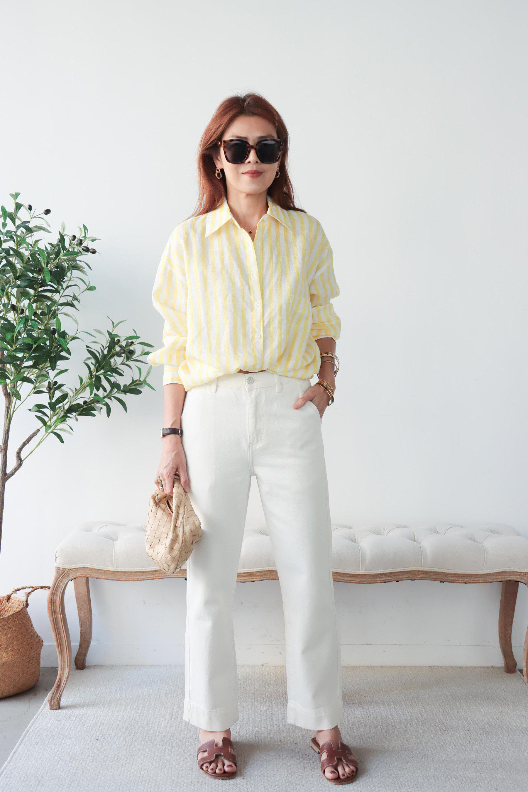 【搶先價】米白修身小腳牛仔褲