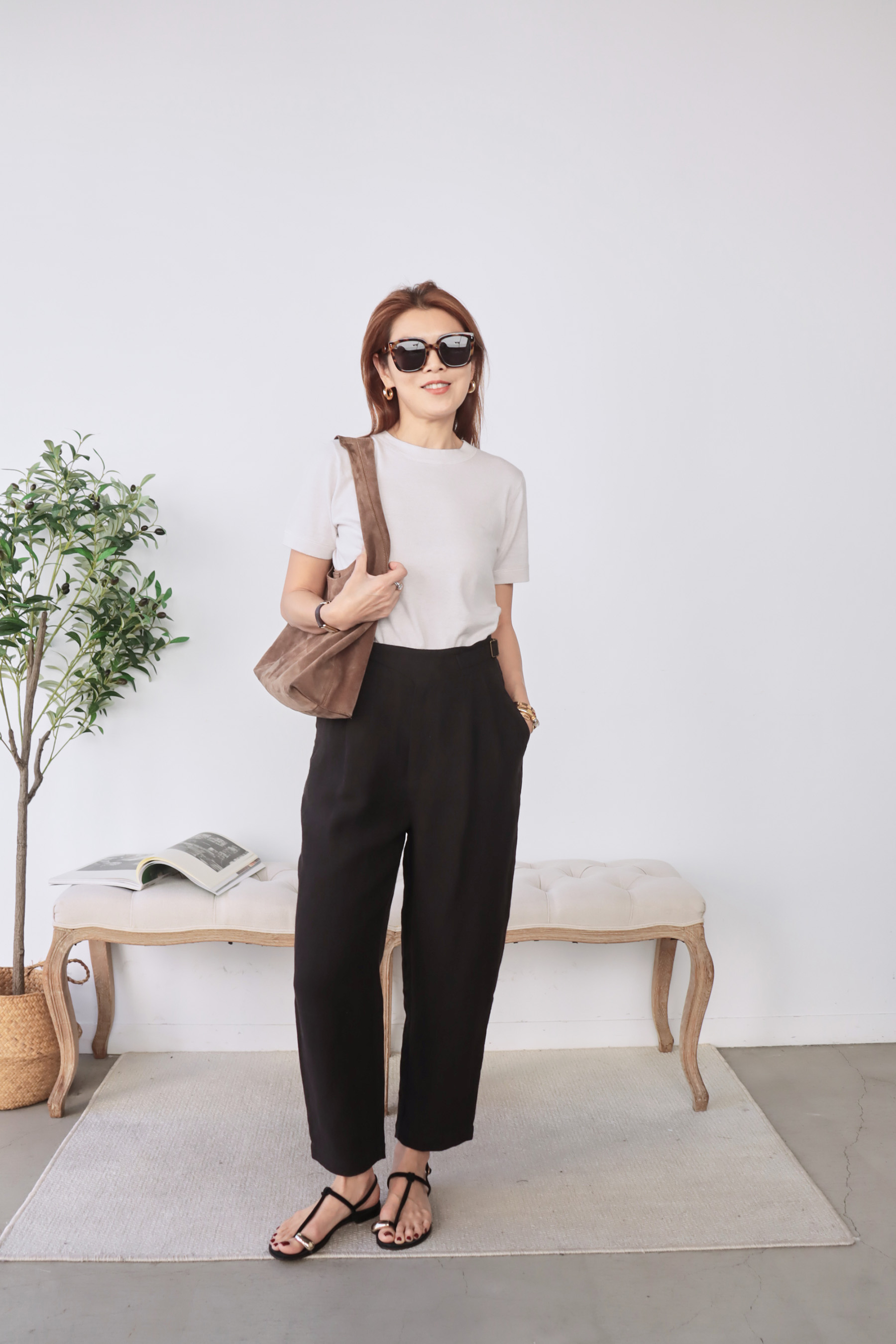 【搶先價】挺版雙側可調節綁帶亞麻長褲