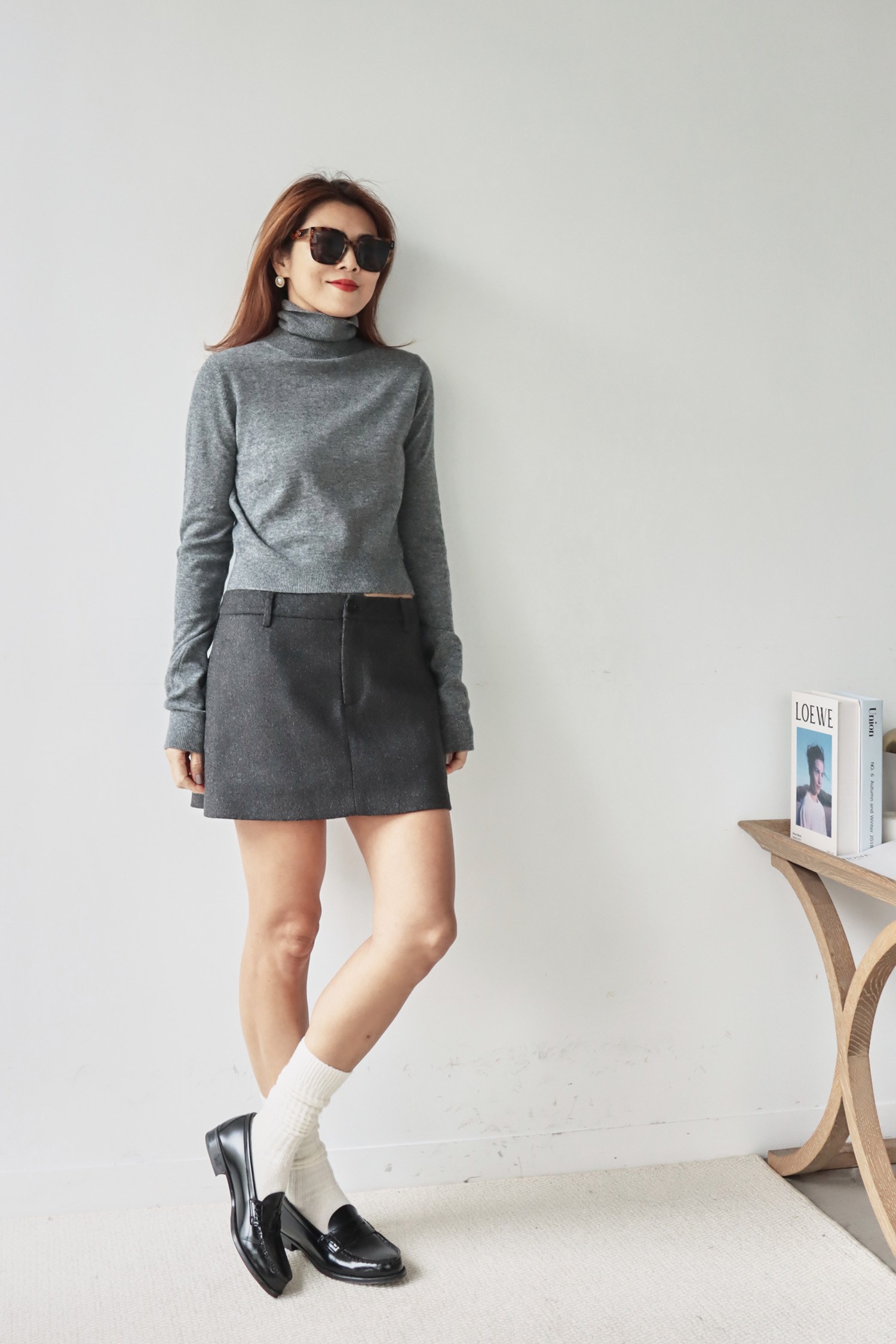 真絲羊絨包臀褲裙