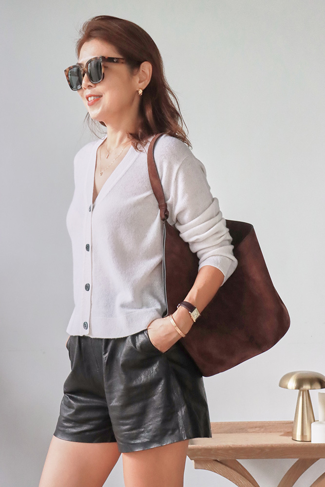 100% Cashmere V領開襟輕羽短版針織外套