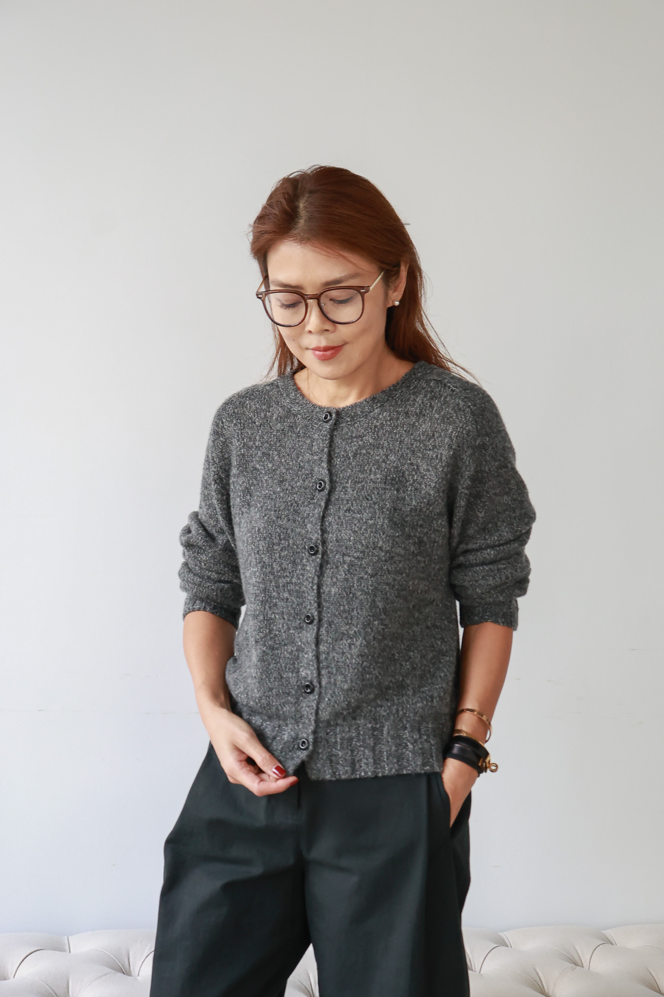 柔感羊毛開襟外套