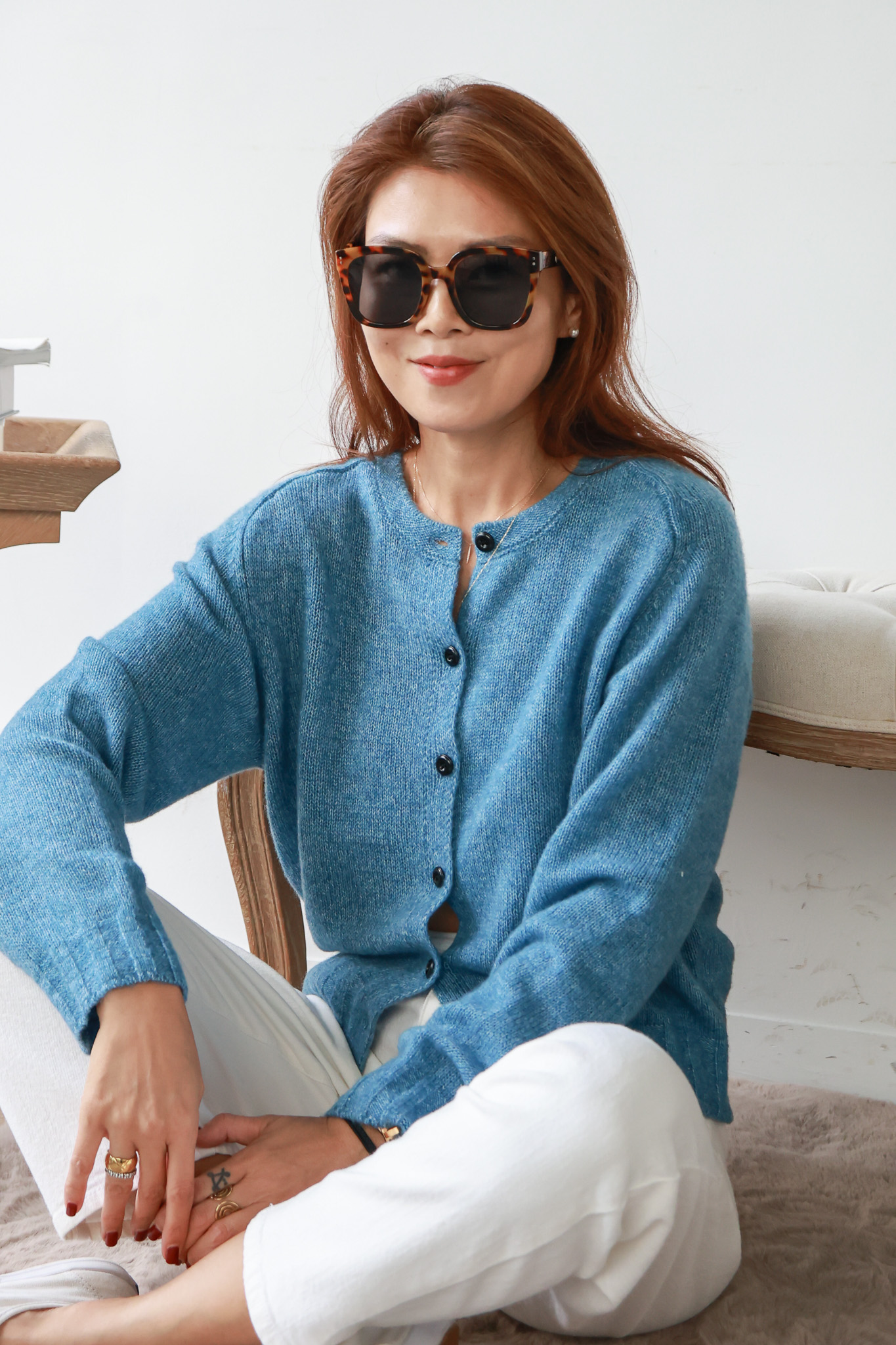 柔感羊毛開襟外套