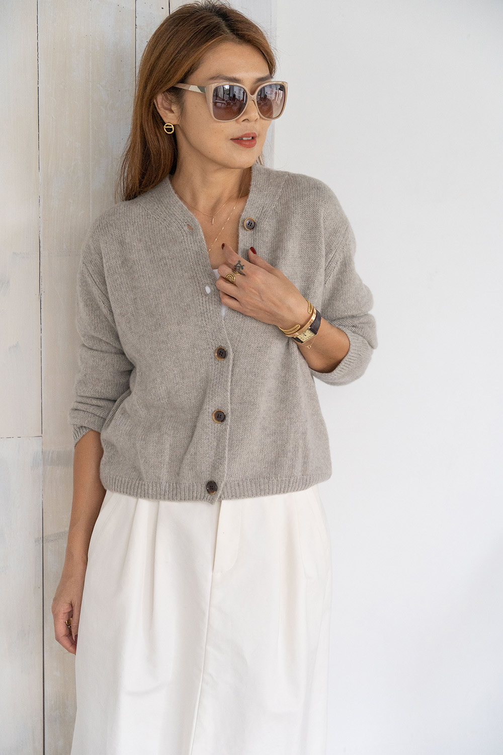 【搶先價】100% Cashmere 小V羊絨開襟外套