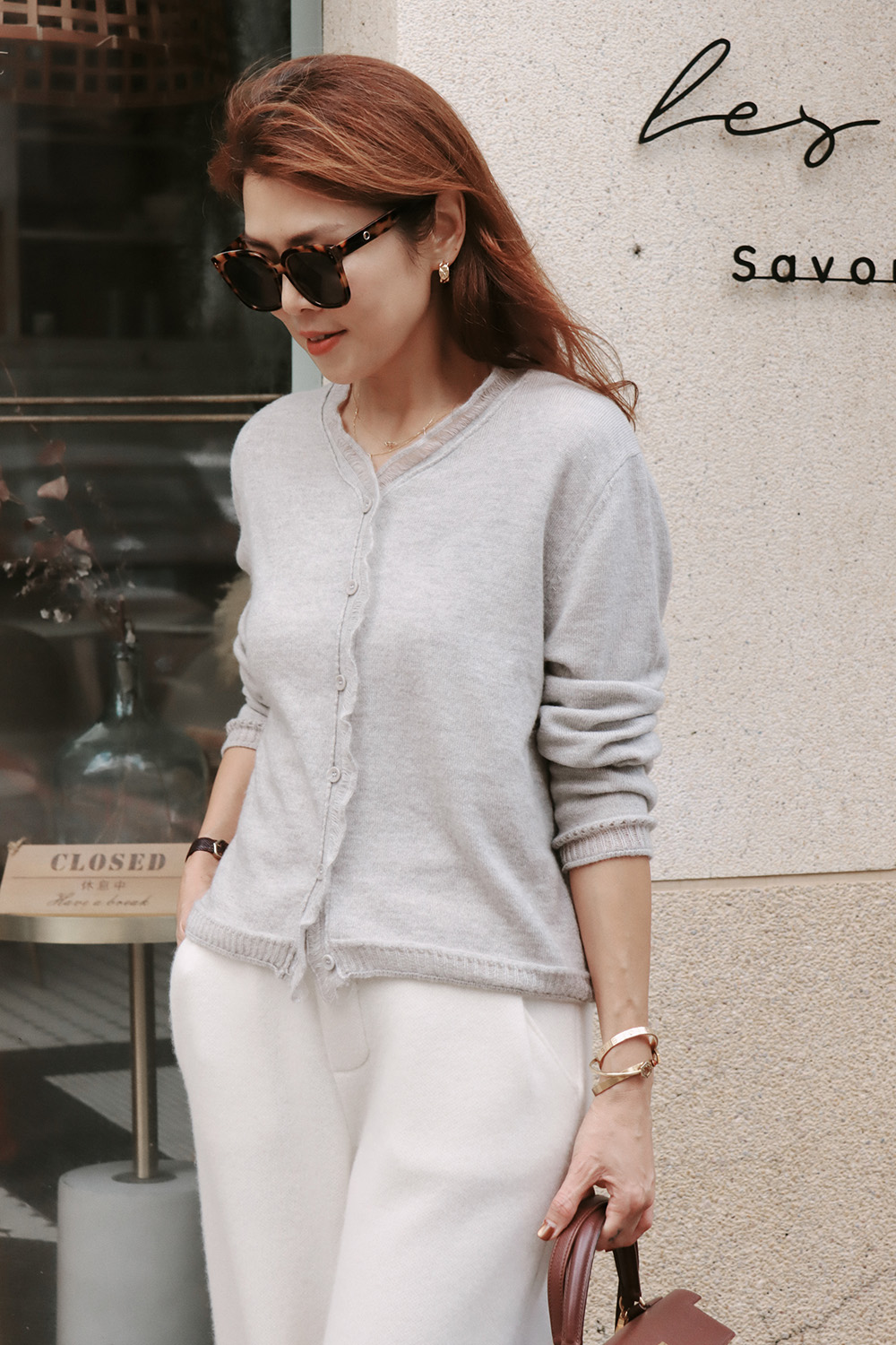 【搶先價】木耳花邊針織開襟毛衣外套