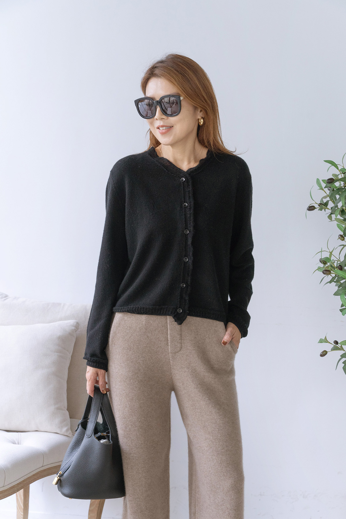 【搶先價】木耳花邊針織開襟毛衣外套