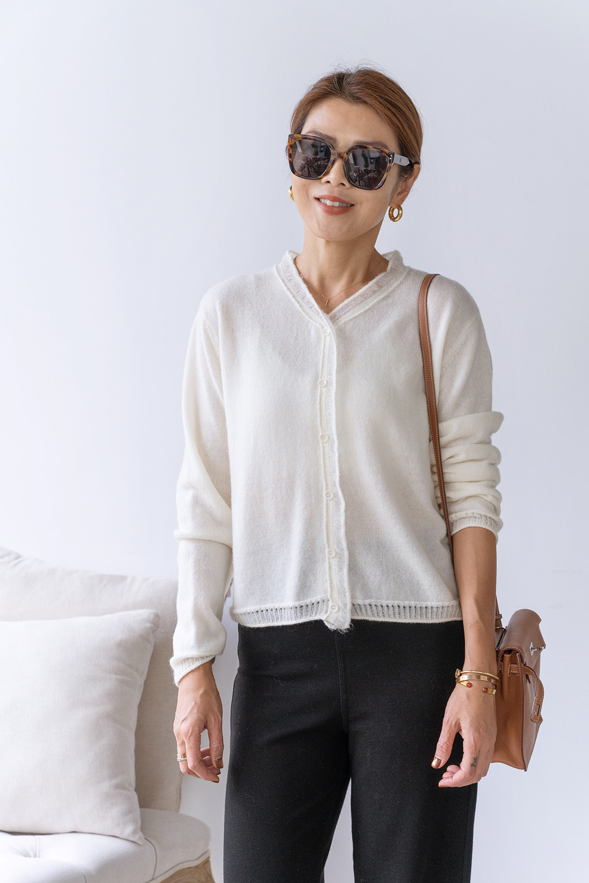 【搶先價】木耳花邊針織開襟毛衣外套