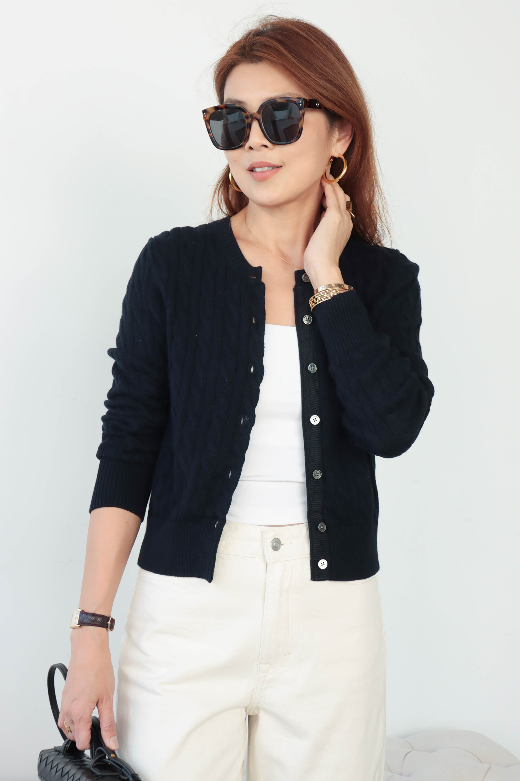 【搶先價】純棉麻花針織開襟衫外套