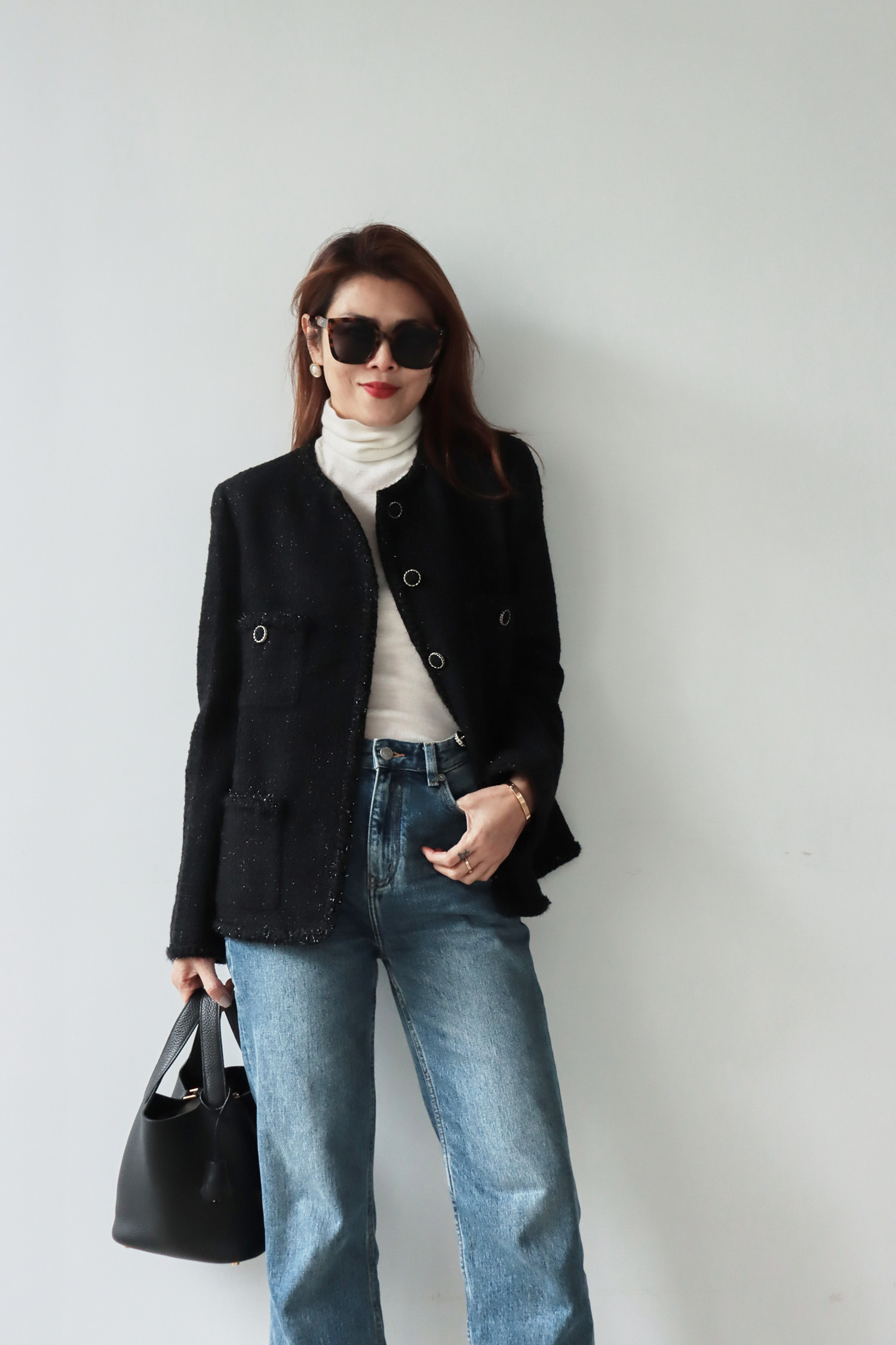 花邊銀蔥小香毛呢外套