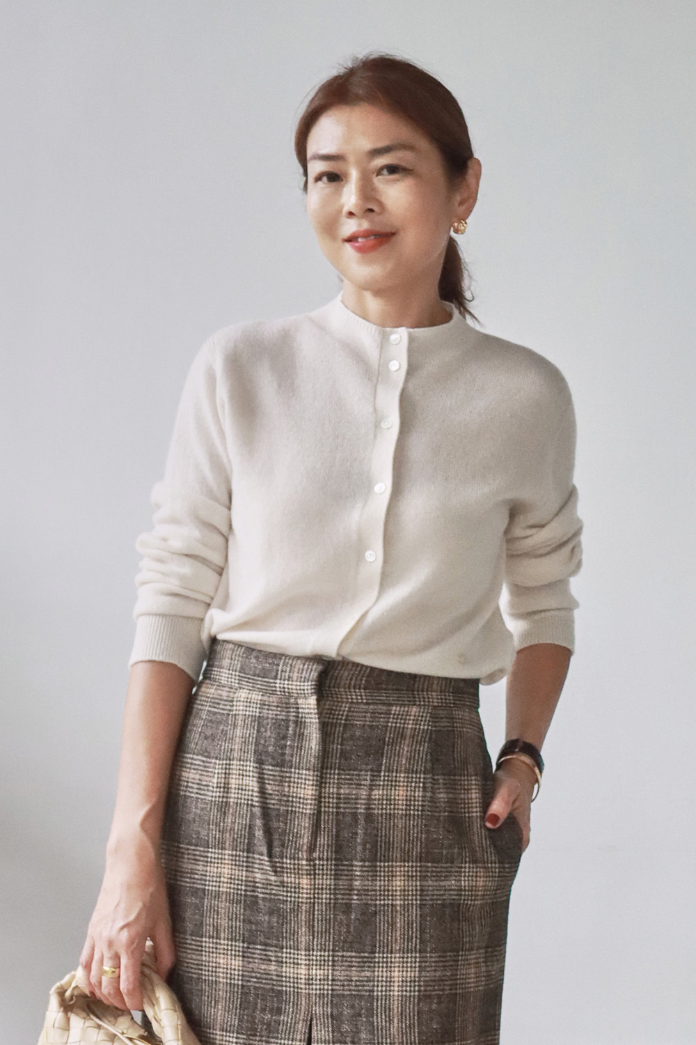 100% Cashmere 小高領極簡開襟外套