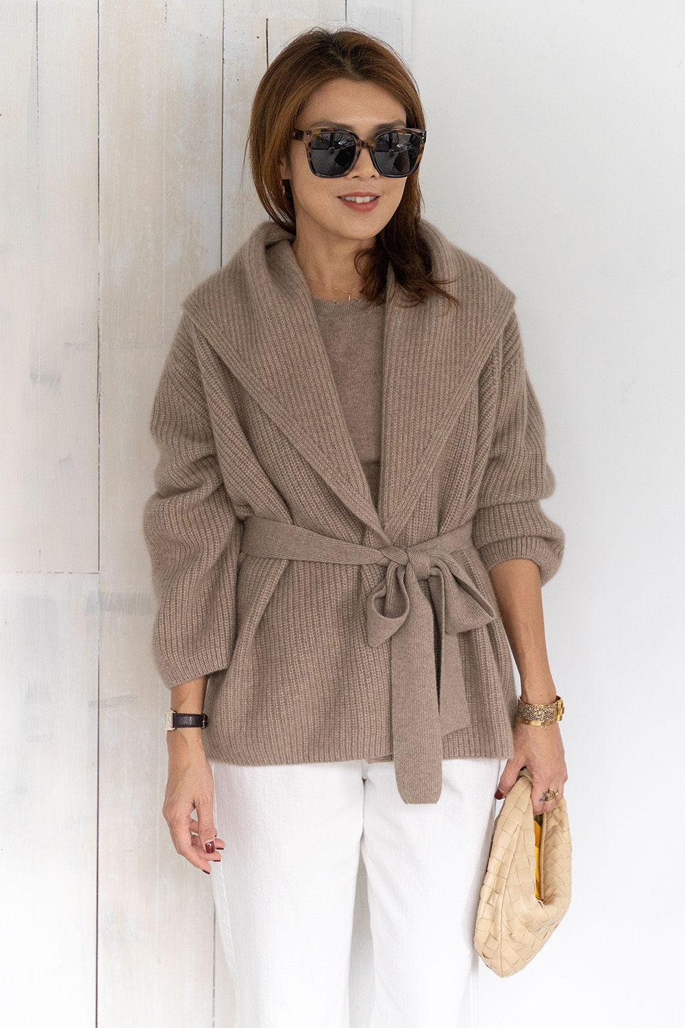 【搶先價】100% Cashmere 重磅羊絨綁帶開襟外套