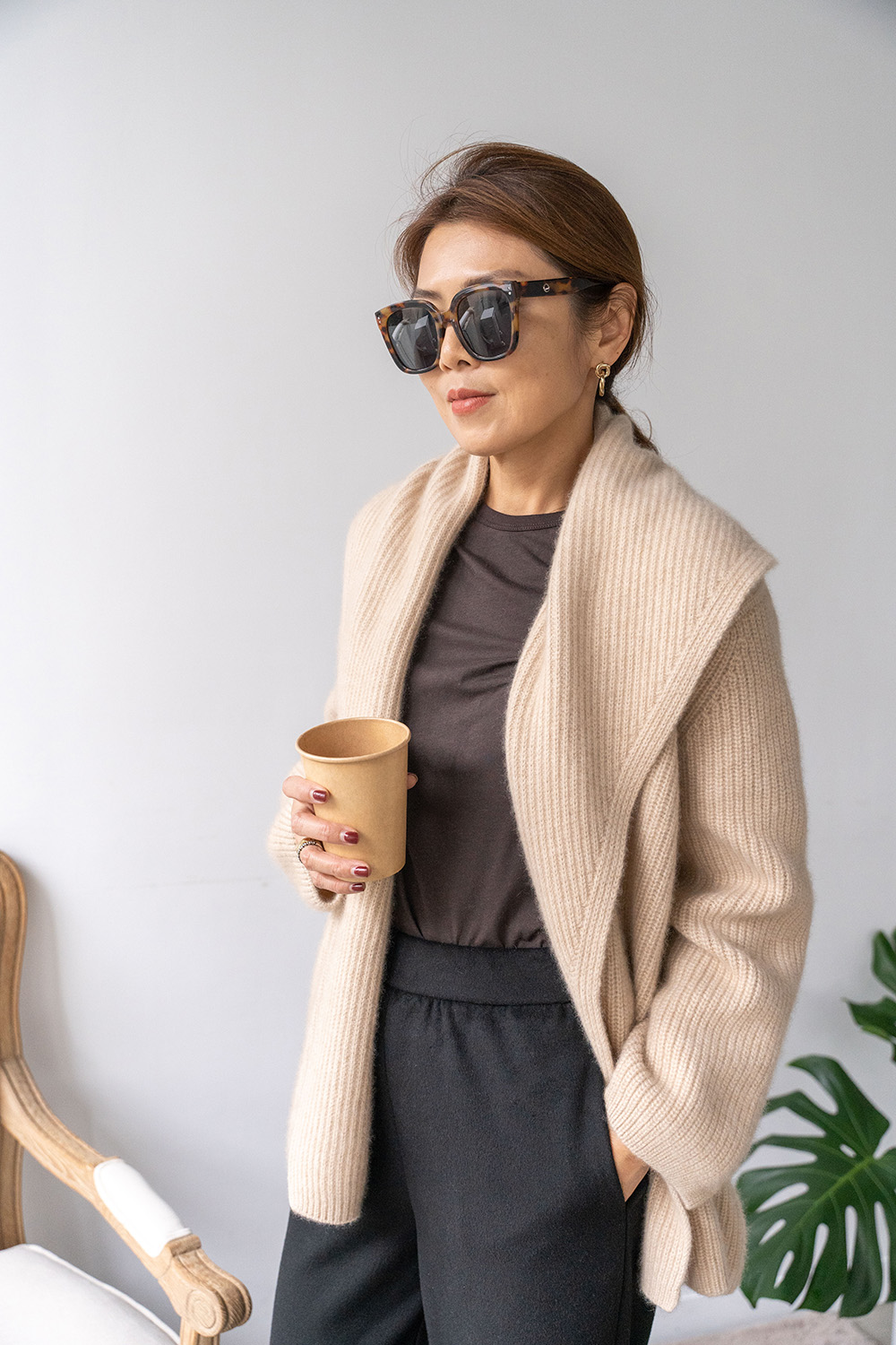 【搶先價】100% Cashmere 重磅羊絨綁帶開襟外套