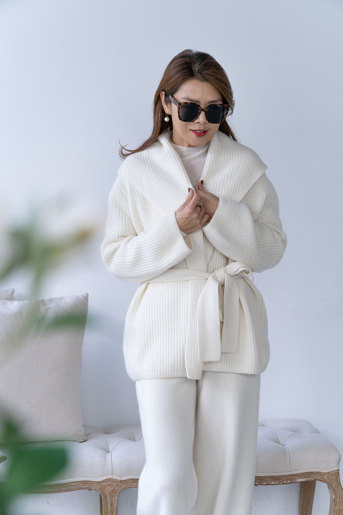 【搶先價】100% Cashmere 重磅羊絨綁帶開襟外套