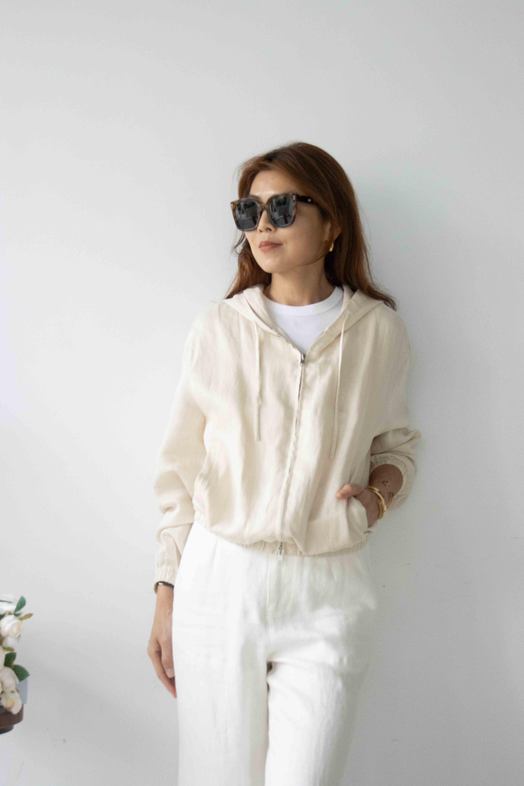 【搶先價】肌理感天絲亞麻老錢風日常連帽外套