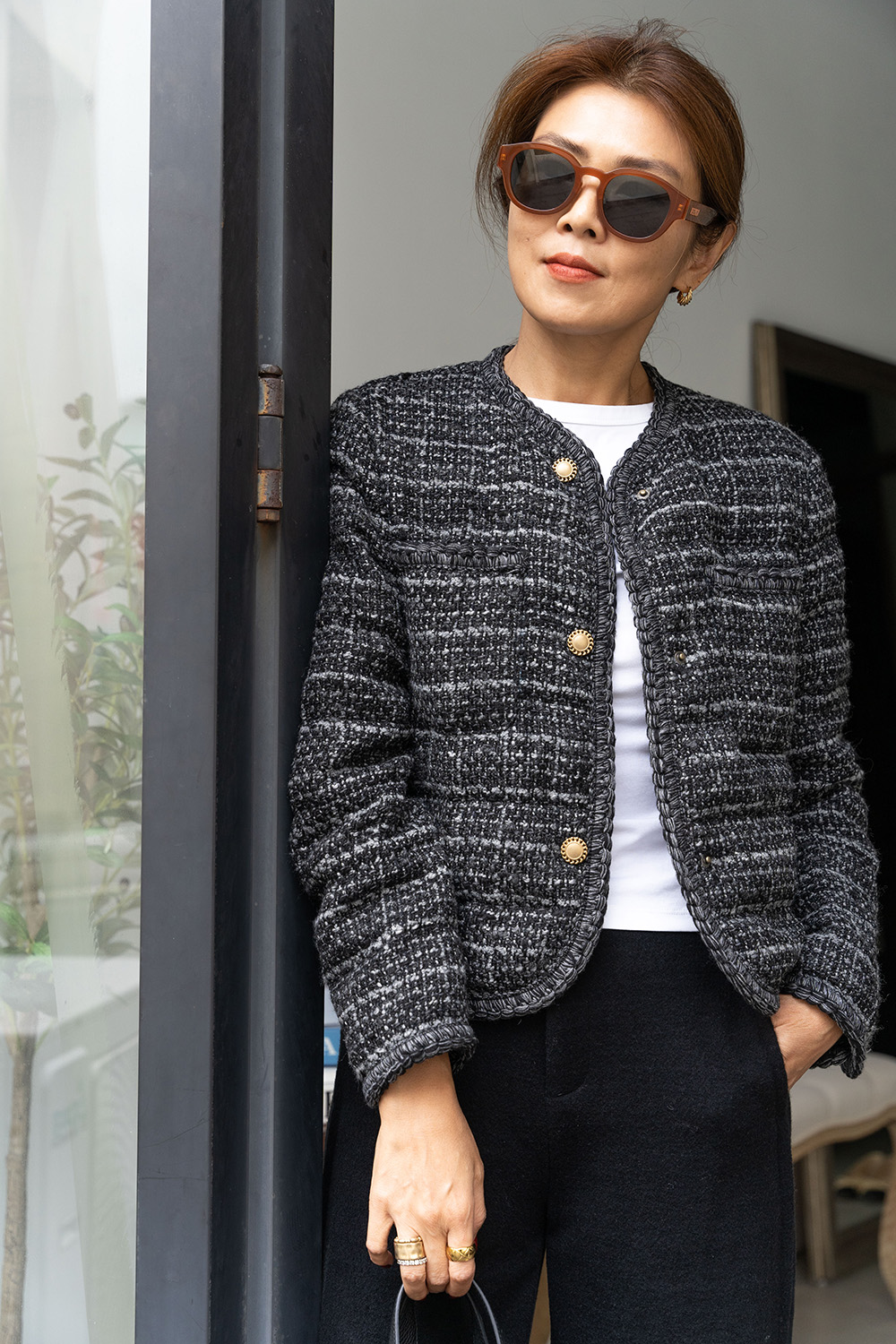 進口小香花邊羽絨外套